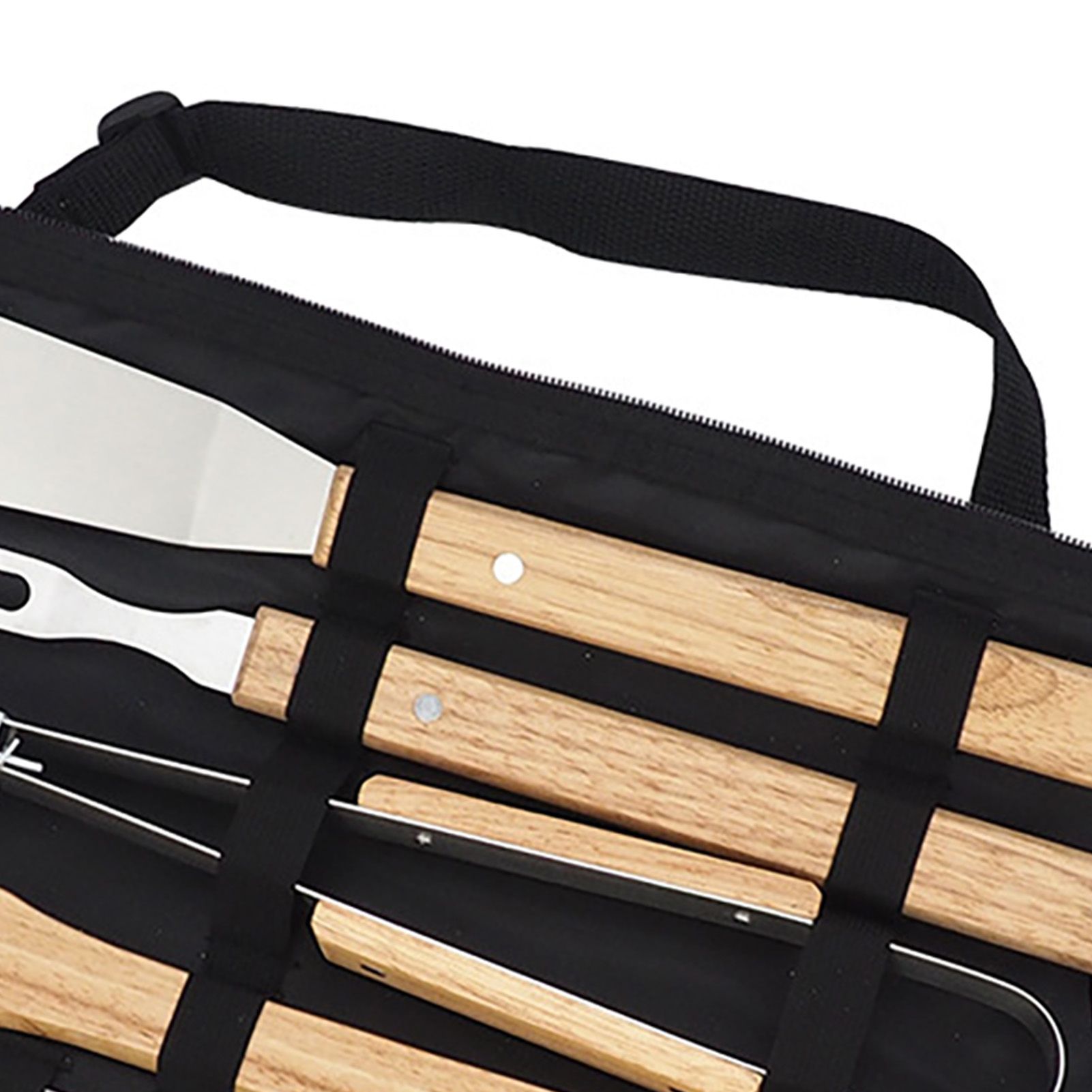 10PCS Grilling Tool Set Stainless Steel with Wood Handle Grill Utensils for view 8