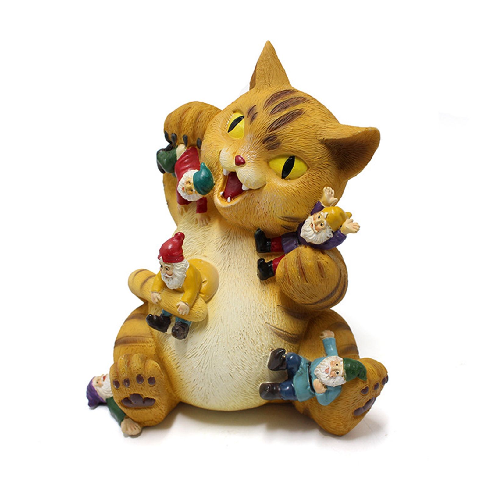 Cat Figurine Exquisite Details Texture Bright Colors Durable Resin Yellow Cat — image 1