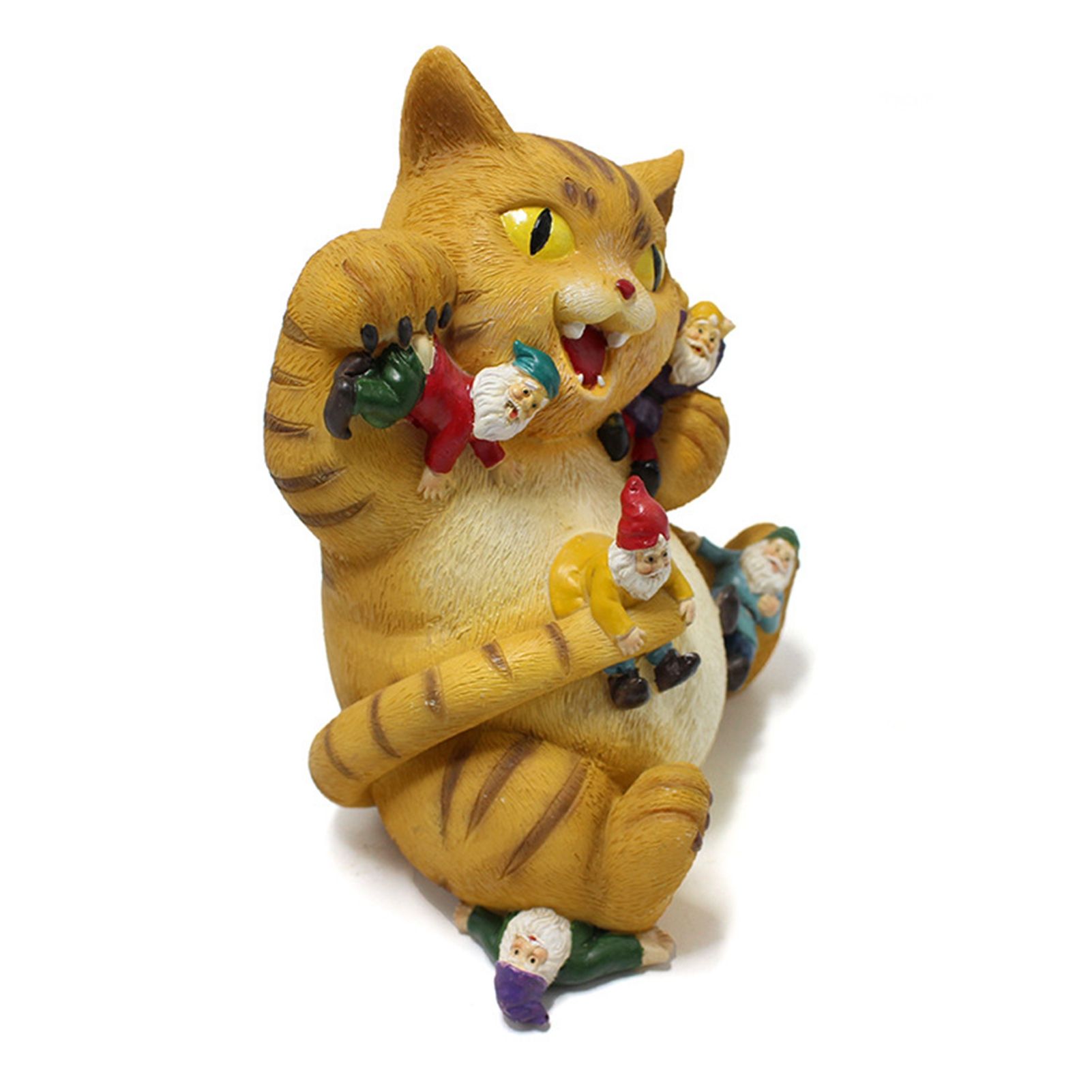 Cat Figurine Exquisite Details Texture Bright Colors Durable Resin Yellow Cat view 2