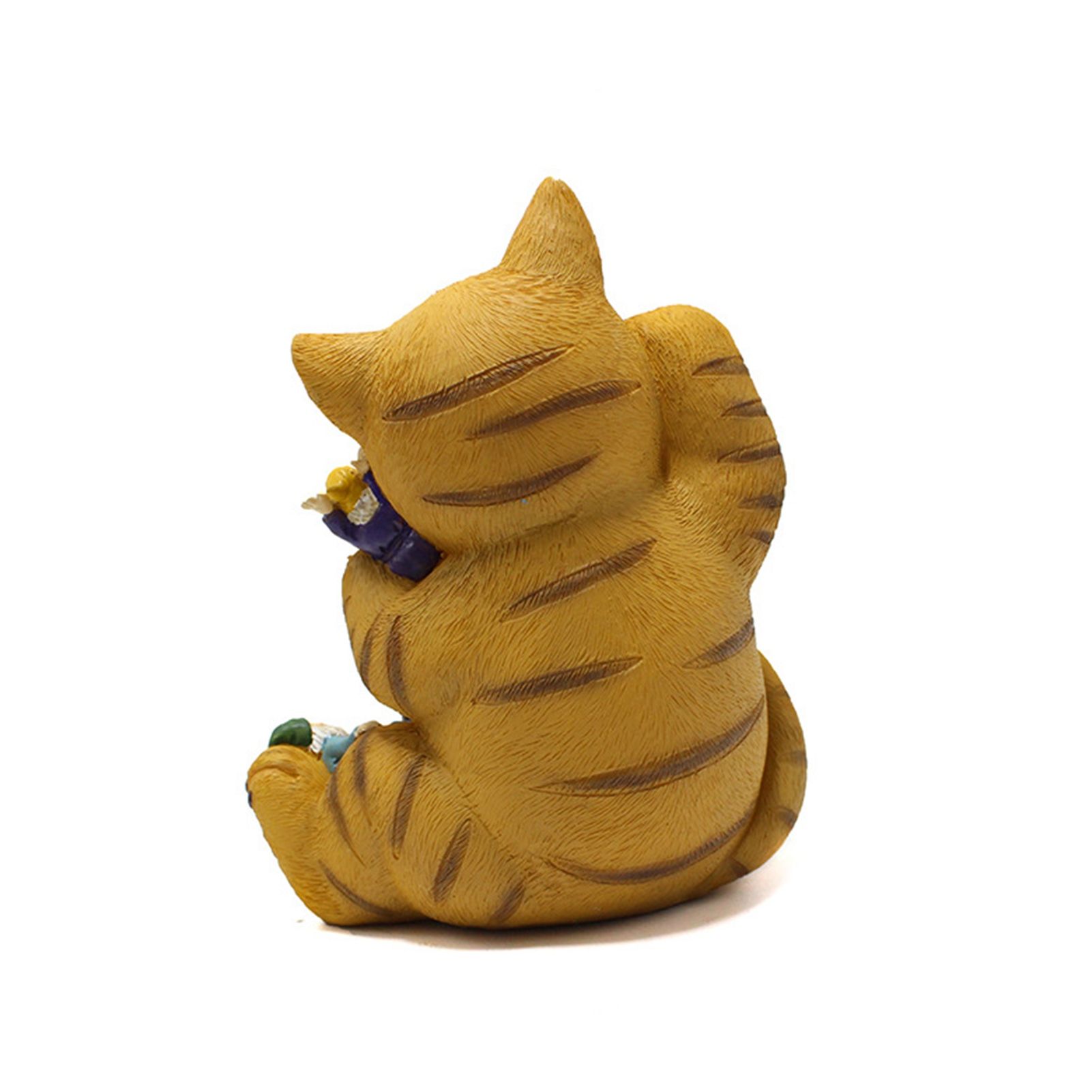 Cat Figurine Exquisite Details Texture Bright Colors Durable Resin Yellow Cat view 3