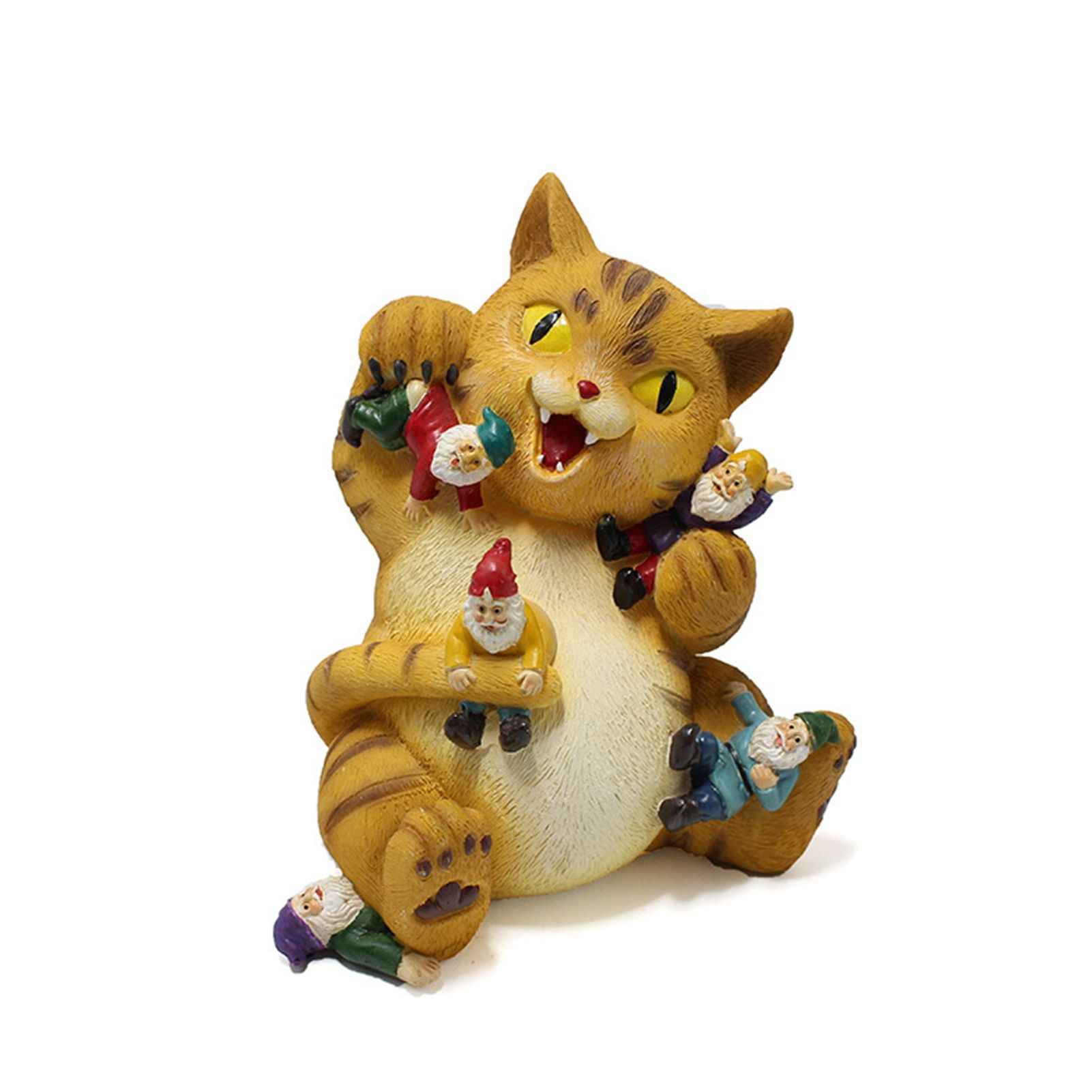 Cat Figurine Exquisite Details Texture Bright Colors Durable Resin Yellow Cat view 4