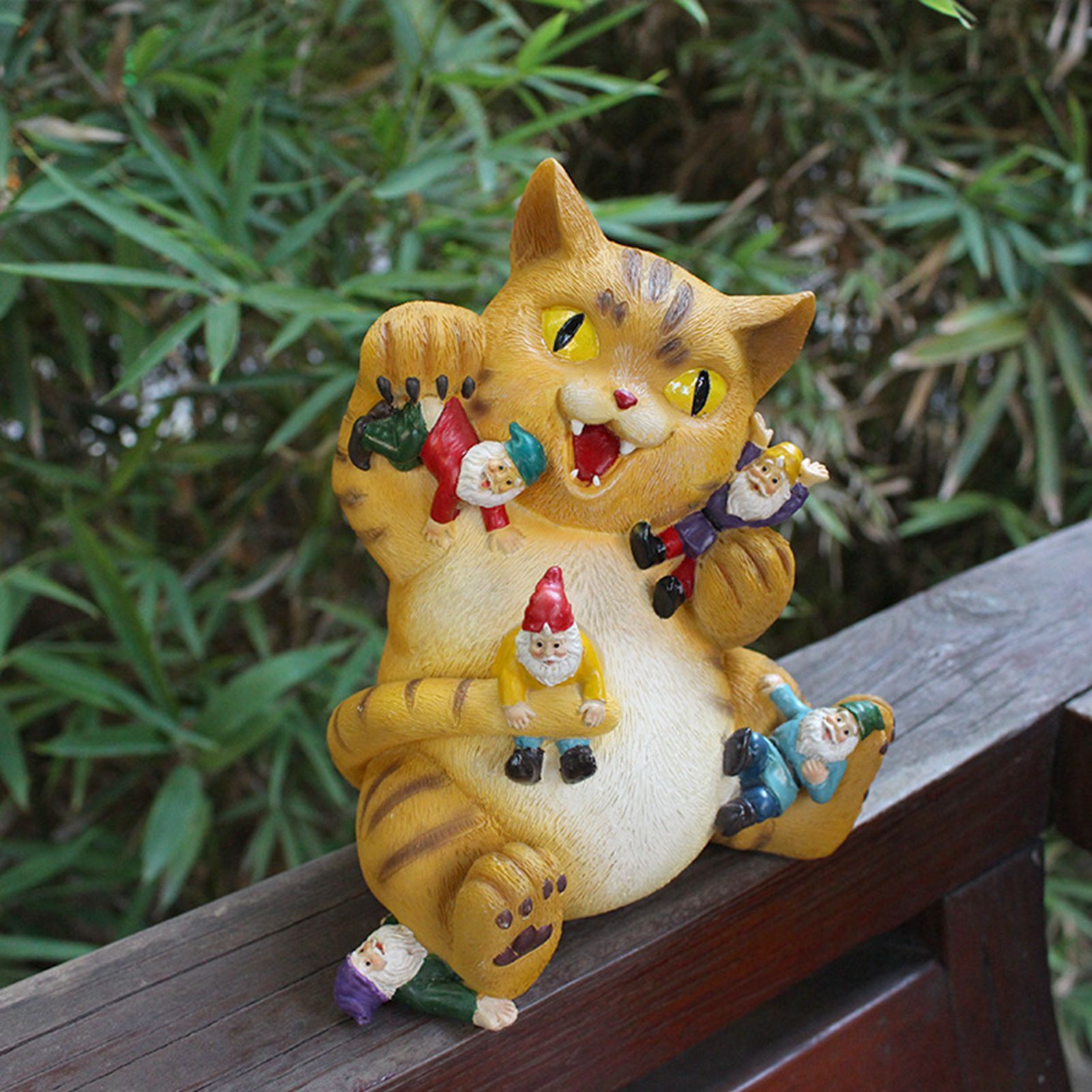 Cat Figurine Exquisite Details Texture Bright Colors Durable Resin Yellow Cat view 9