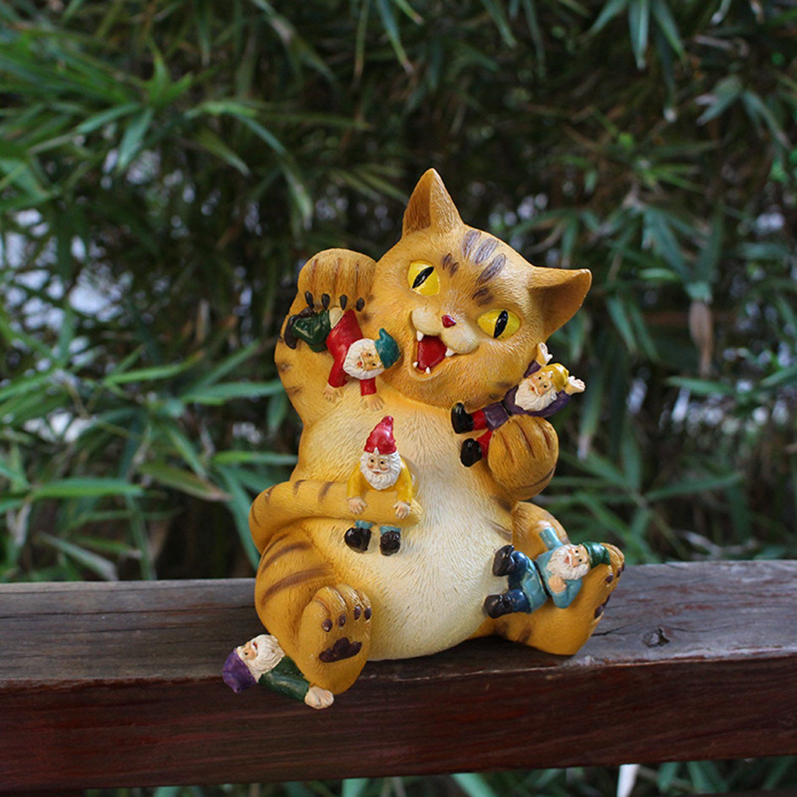 Cat Figurine Exquisite Details Texture Bright Colors Durable Resin Yellow Cat view 10