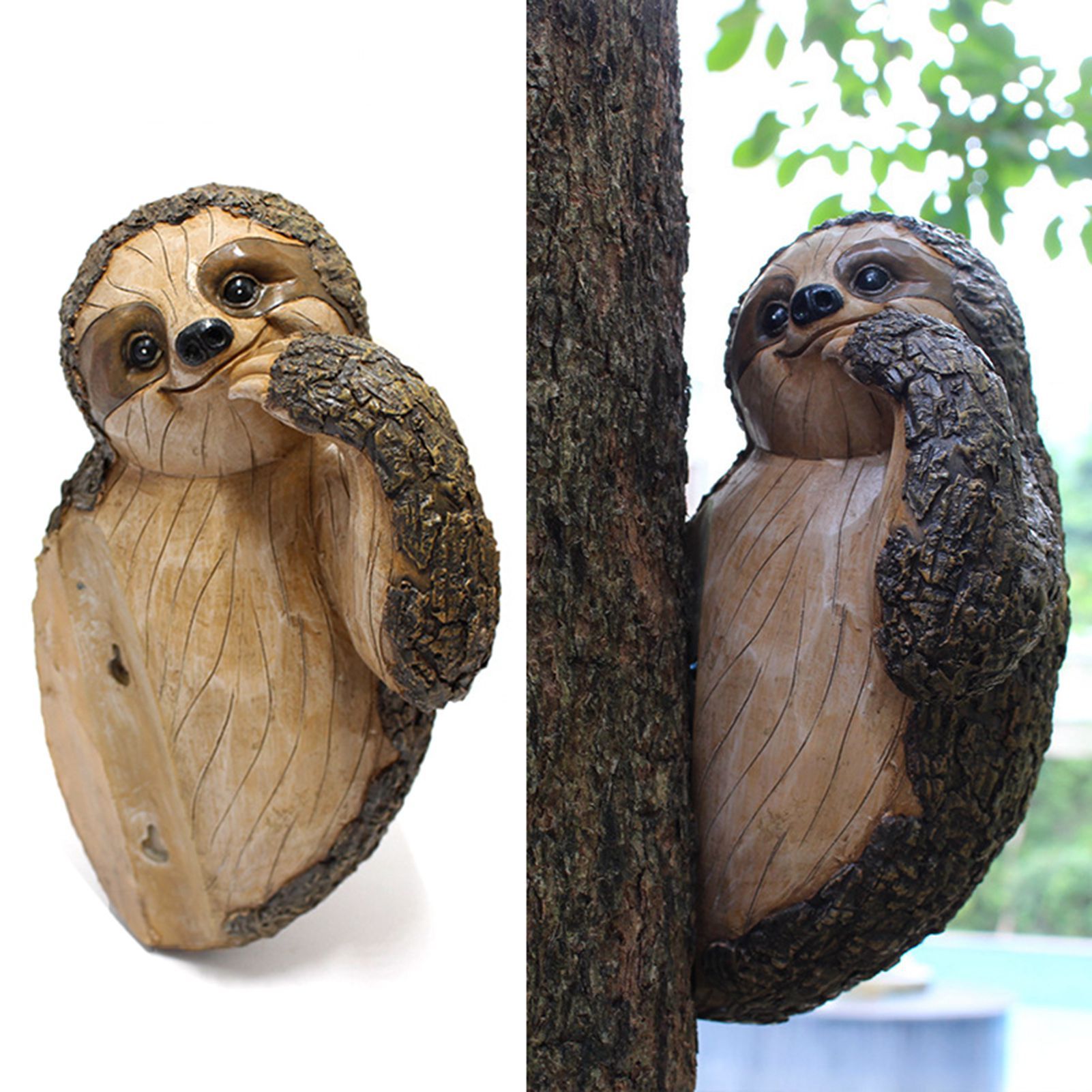 Garden Peeker Sloth Sculptures Lovely Innovative Simulation Resin Waterproof view 3