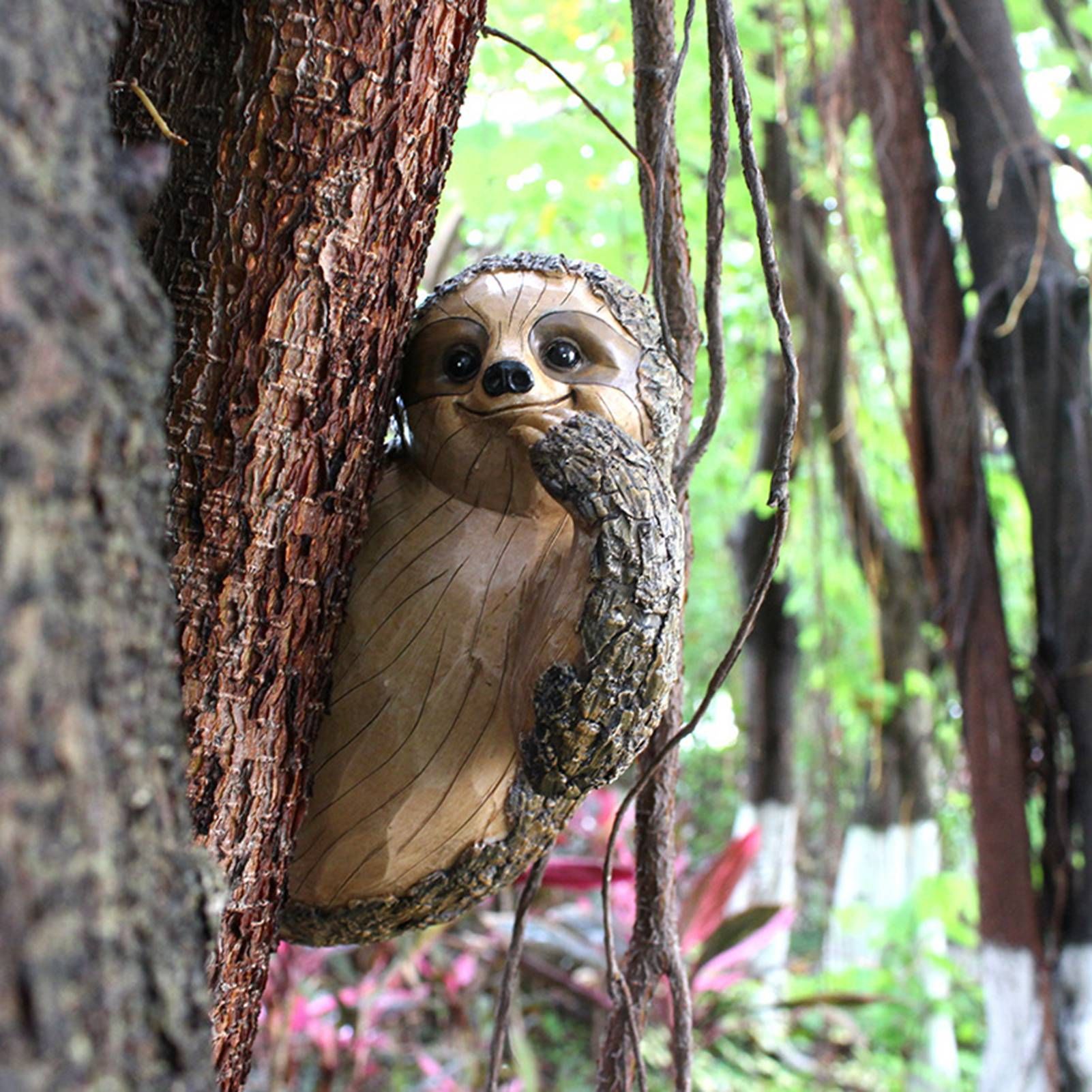 Garden Peeker Sloth Sculptures Lovely Innovative Simulation Resin Waterproof view 6