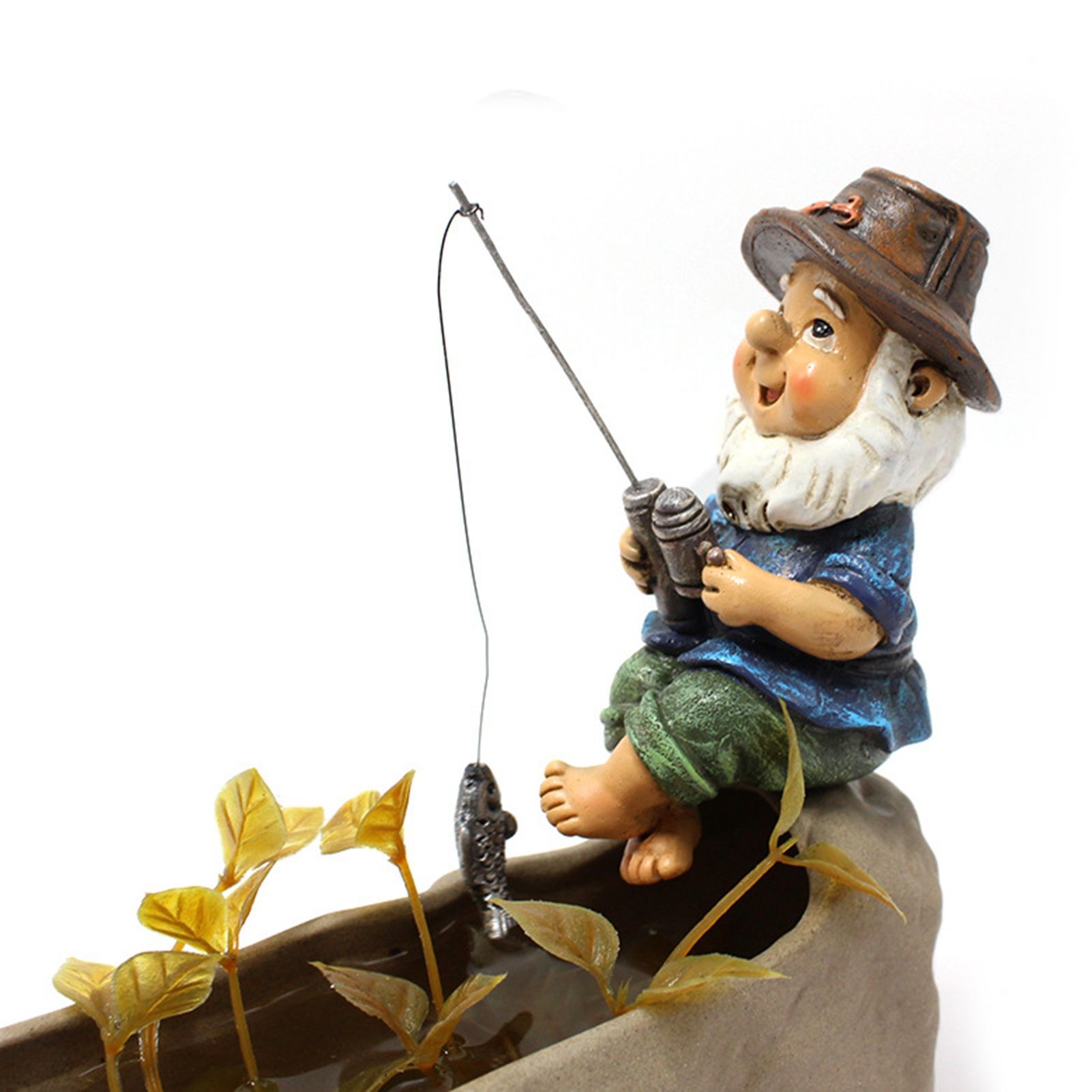 Fishing Man Figurine Bright Colors Lifelike Details Durable Resin Widely Used view 2