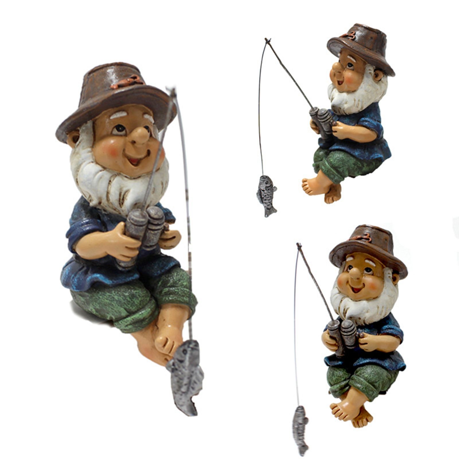Fishing Man Figurine Bright Colors Lifelike Details Durable Resin Widely Used view 3