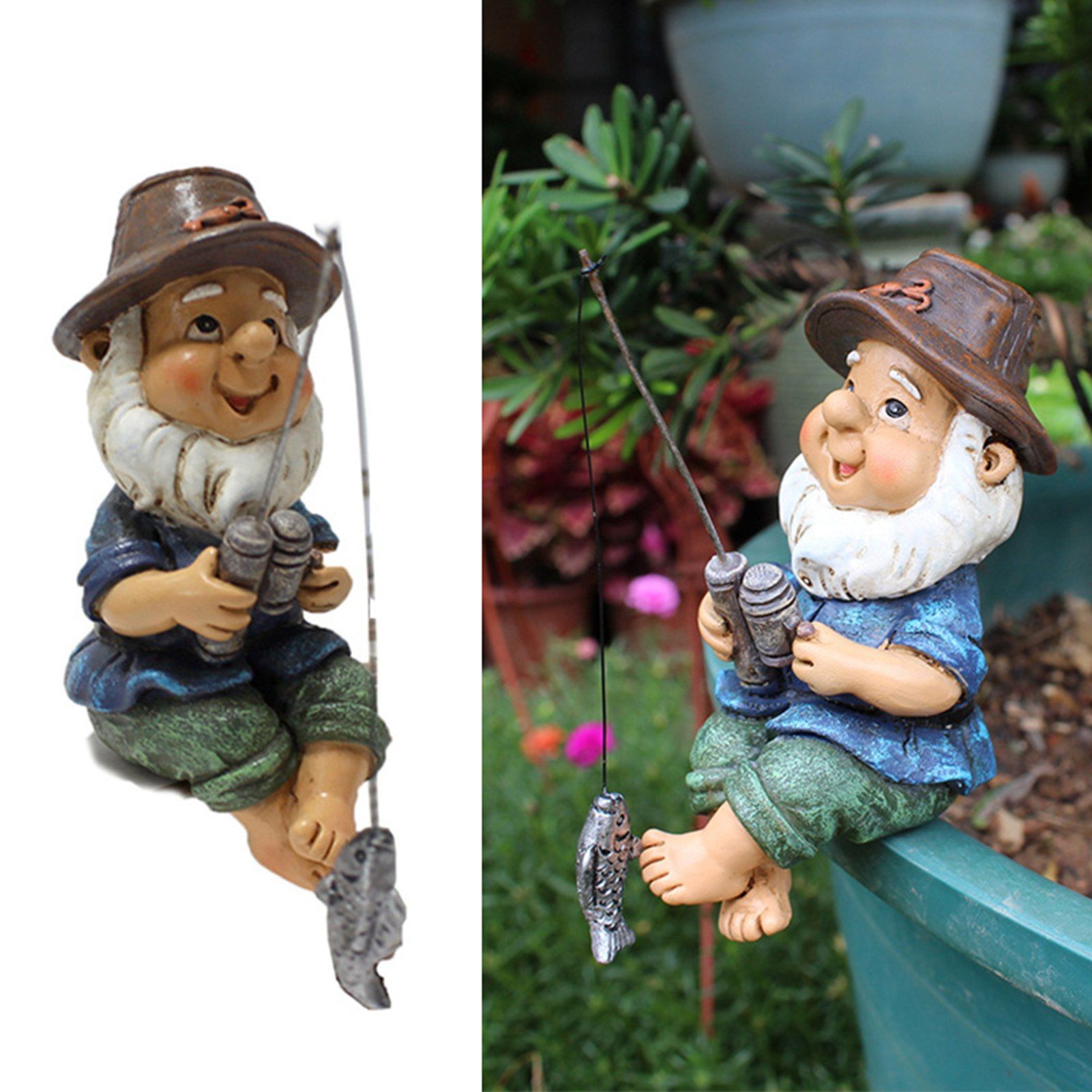 Fishing Man Figurine Bright Colors Lifelike Details Durable Resin Widely Used view 6