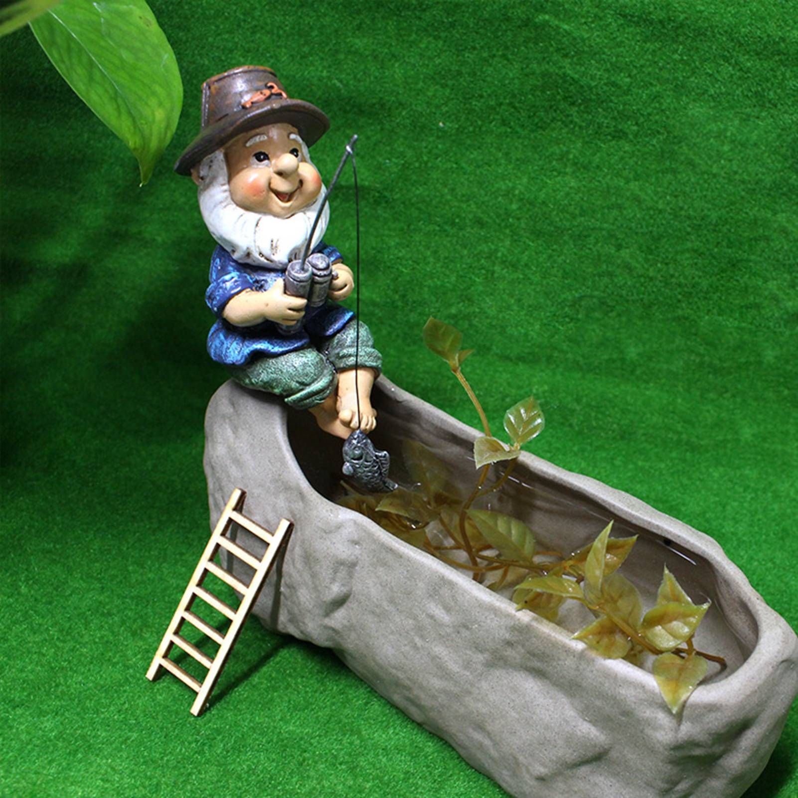 Fishing Man Figurine Bright Colors Lifelike Details Durable Resin Widely Used view 10