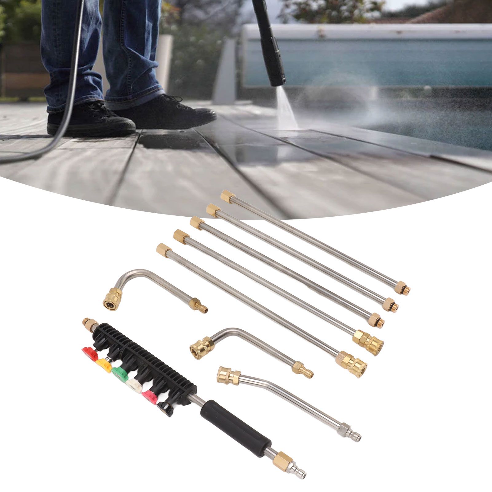 Pressure Washer Extension Wand 5 Straight Rod 3 Curve Rod Set Power Washer view 11