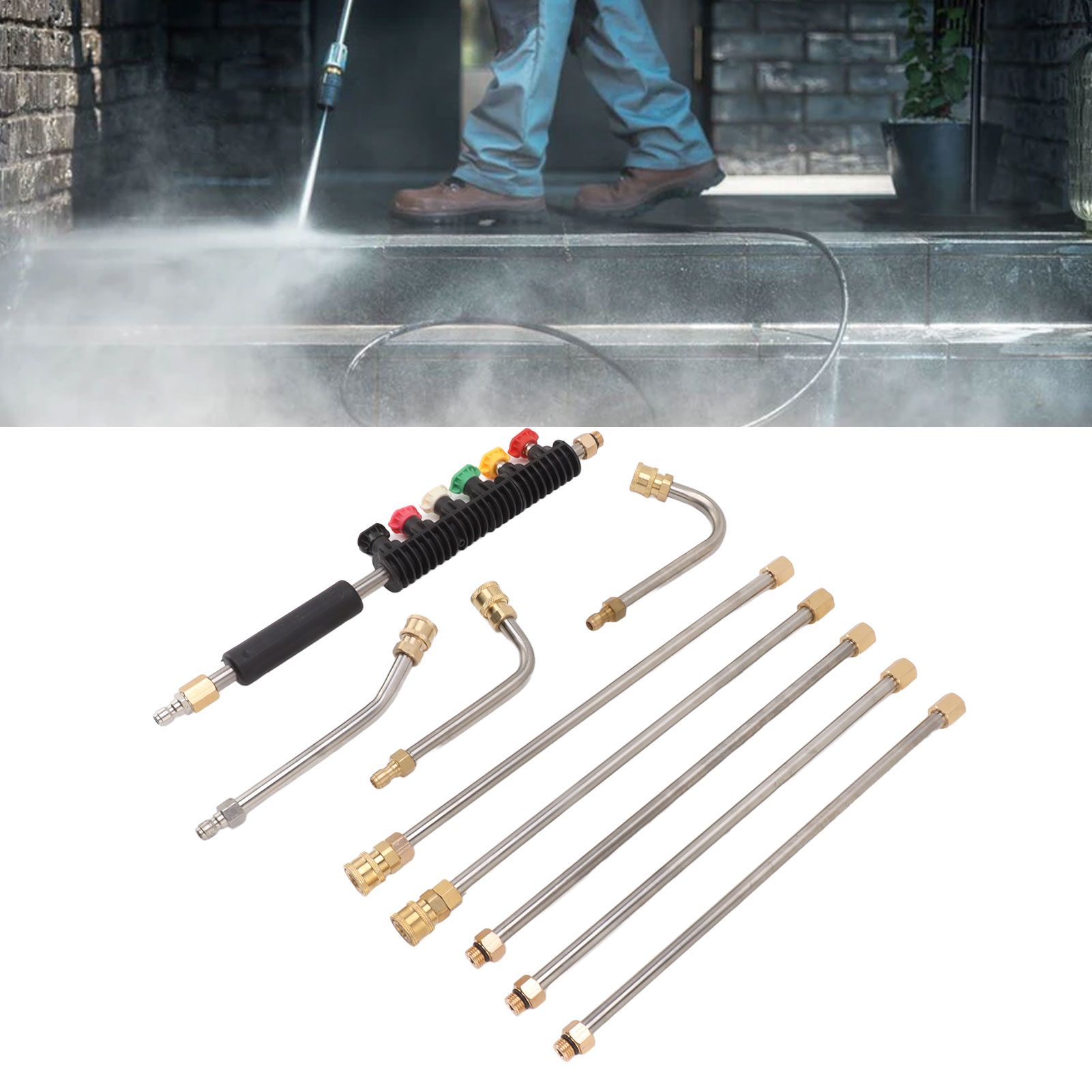 Pressure Washer Extension Wand 5 Straight Rod 3 Curve Rod Set Power Washer view 12