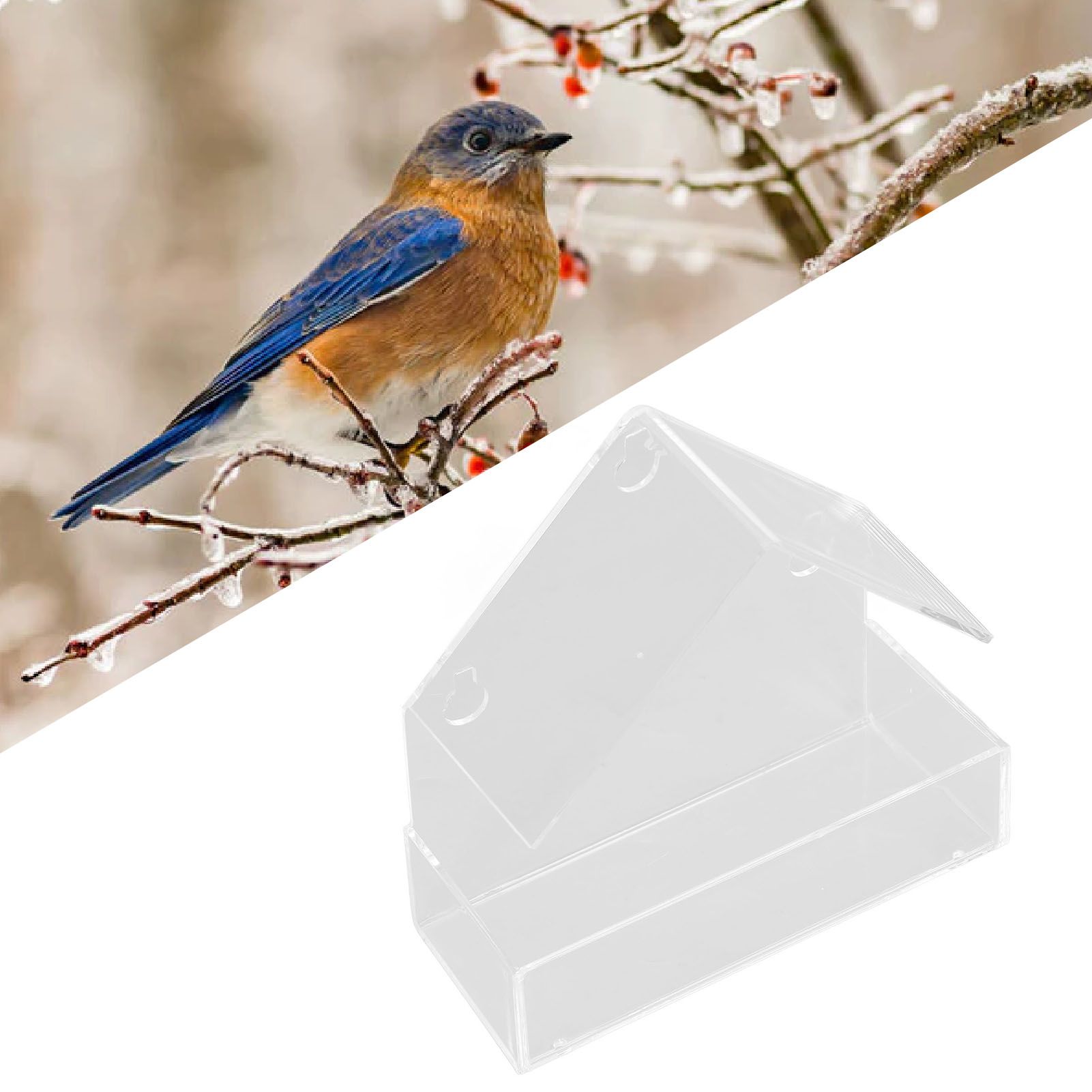 Window Bird Feeder with Suction Cup Window Acrylic Bird Feeding House Tray for view 12