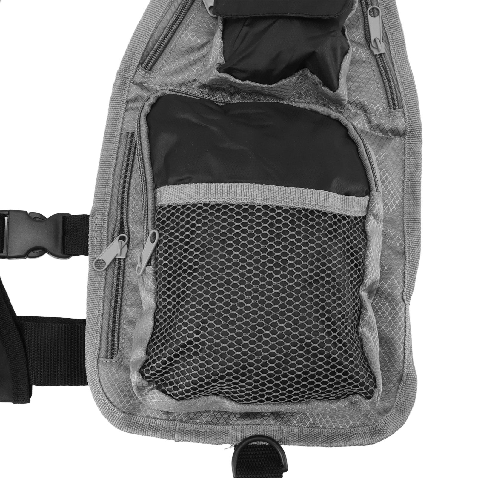 Fly Fishing Vest Breathable Lightweight Black Grey Oxford Cloth Multi Pocket view 15