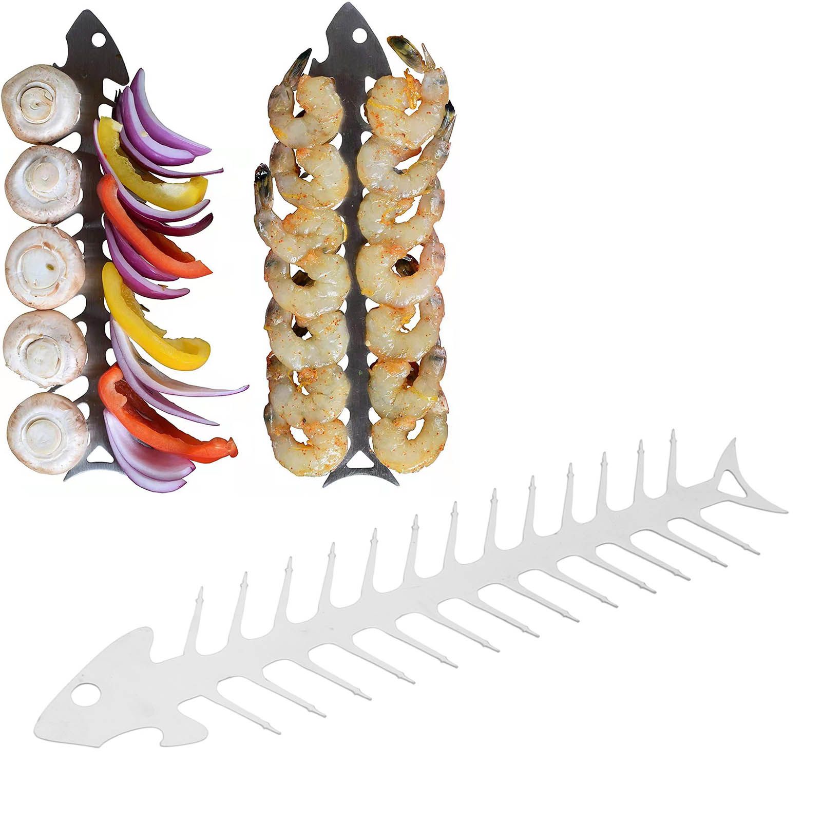 Flat Double Pronged Skewers Stainless Steel Reusable BBQ Skewers for Meet view 11