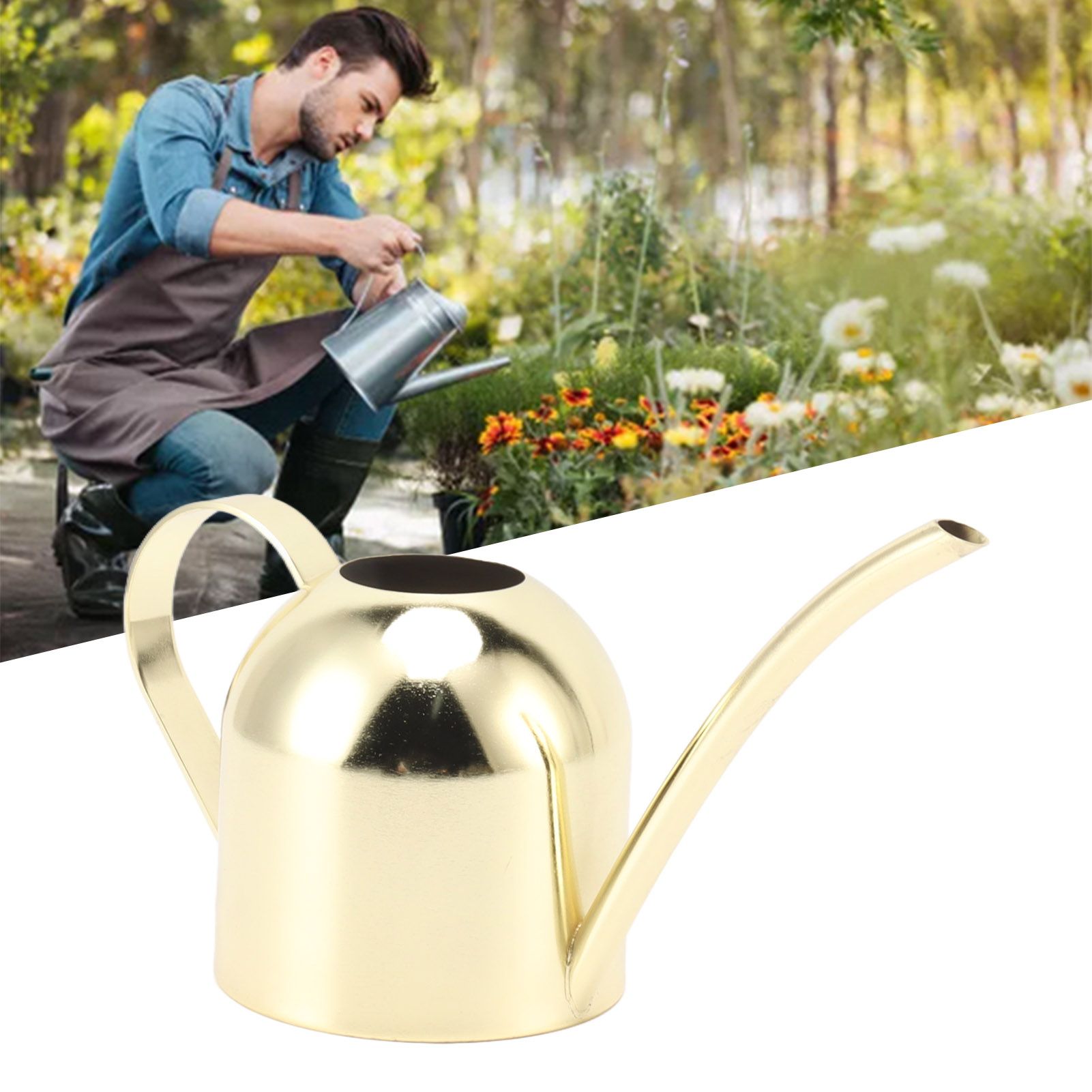 Watering Can Stainless Steel Sprinkling Pot Large Capacity Long Spout for view 11