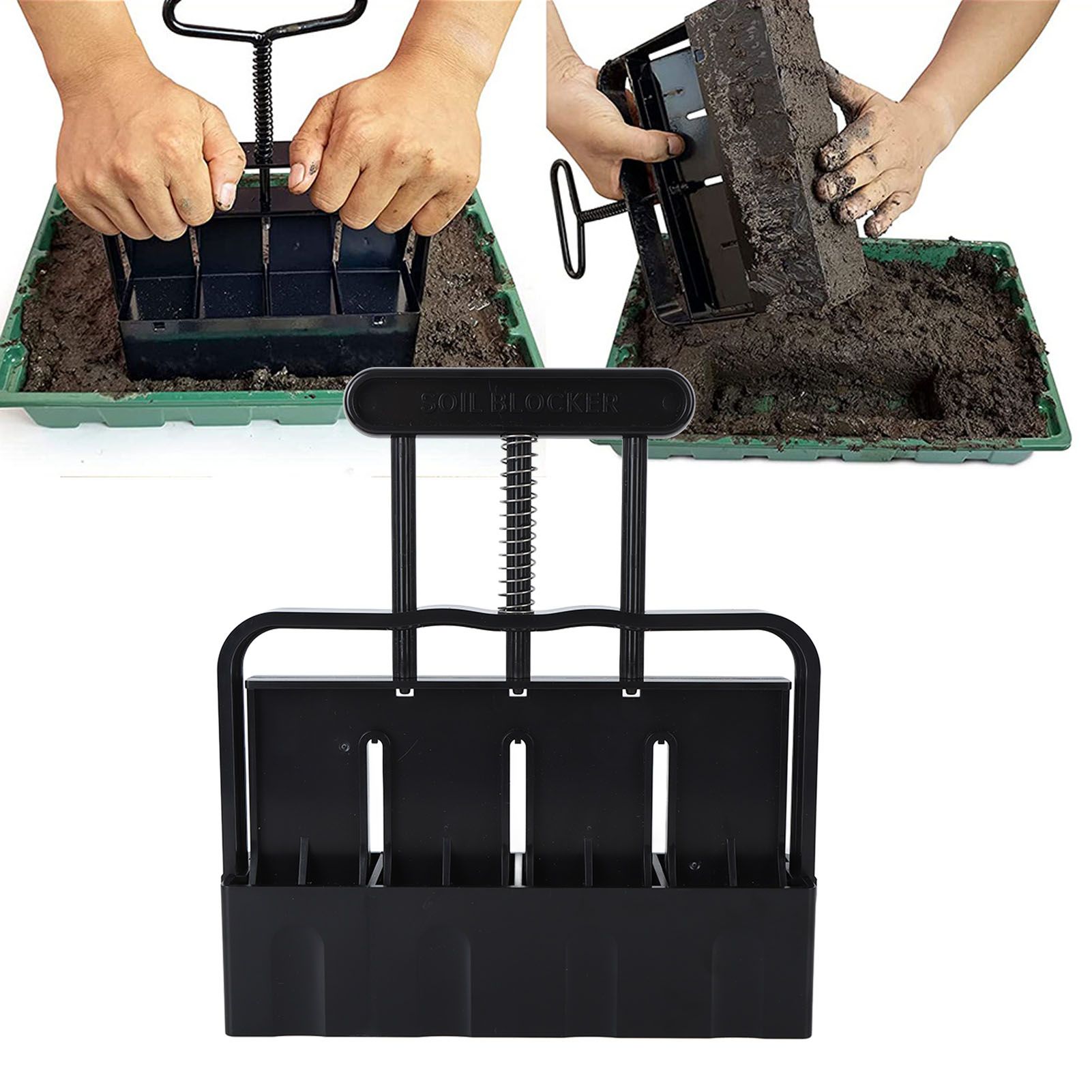 Soil Block Maker with Comfortable Handel ABS 4 Cell Soil Blocking Tool for view 11
