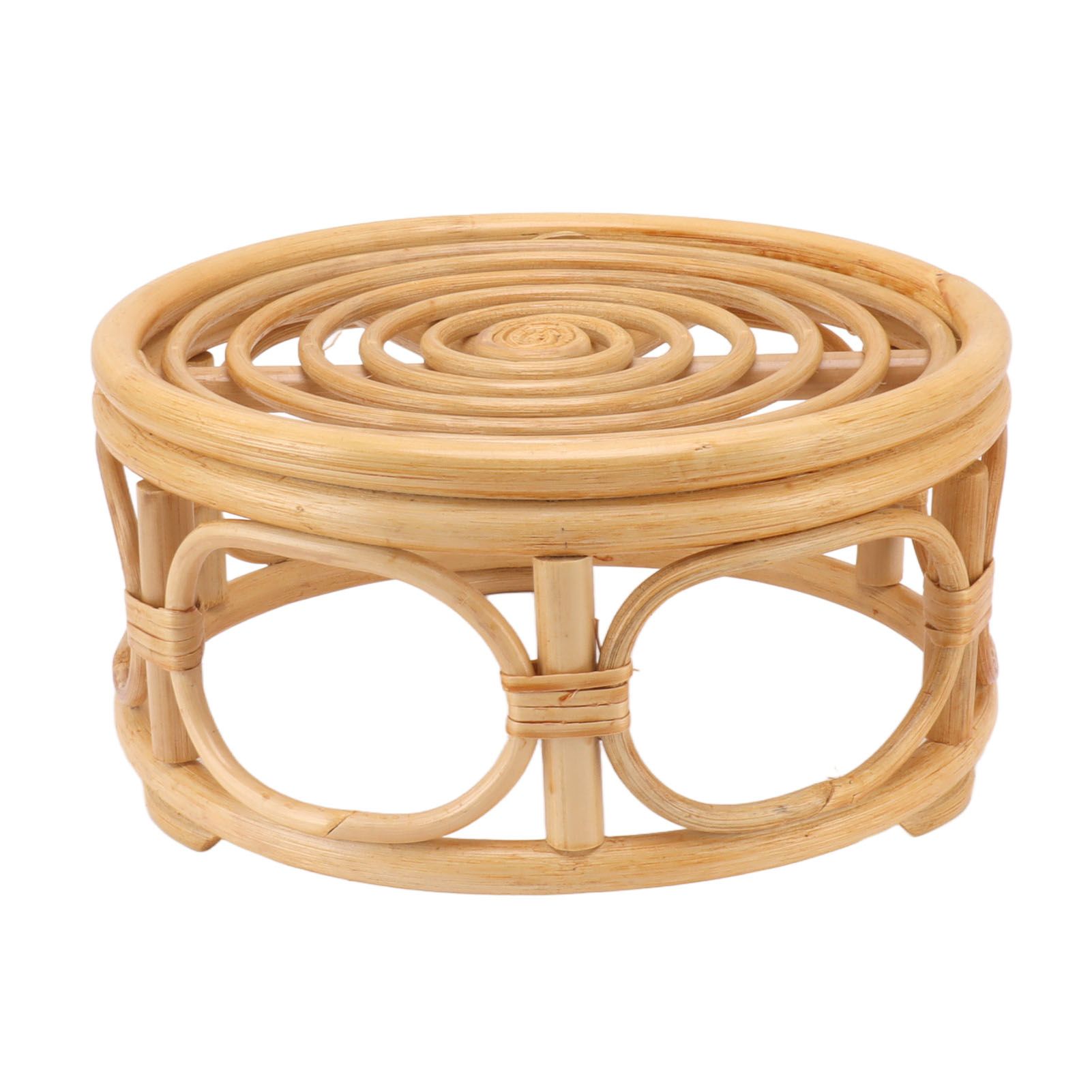 Rattan Indoor Plant Stand Round Shape Natural Plant Rack Handmade Rattan