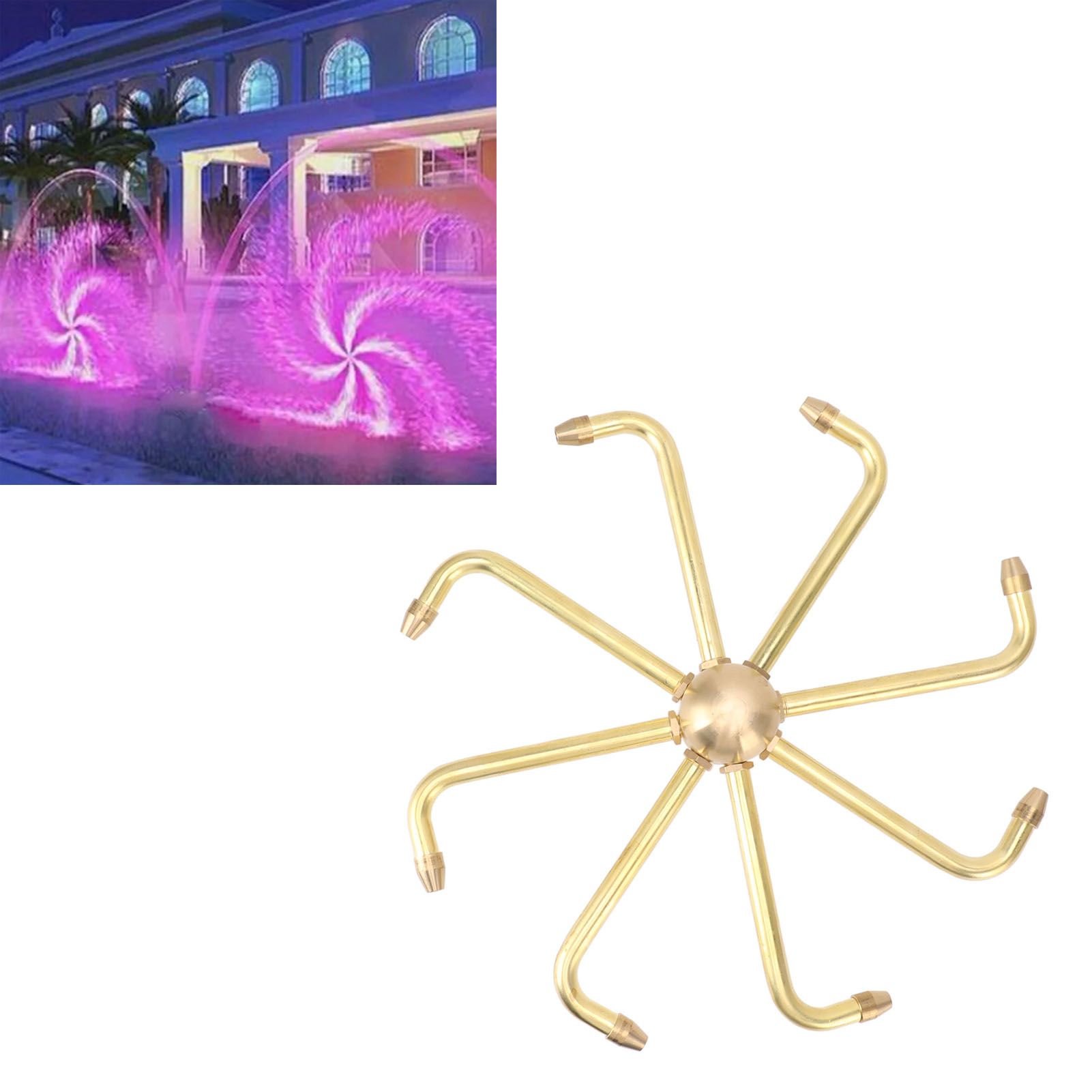 8 Holes Fountain Nozzles Brass Windmill Rotating Fountain Water Spray Head for view 11