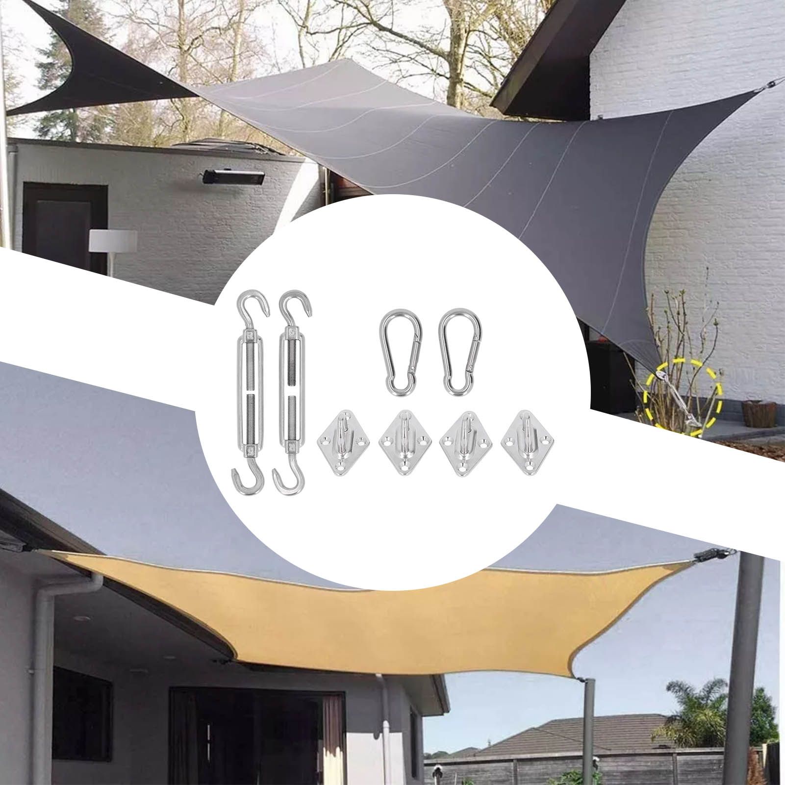 Sun Shade Sail Hardware Kit Canopy Installation Buckle Set for Rectangle and view 11
