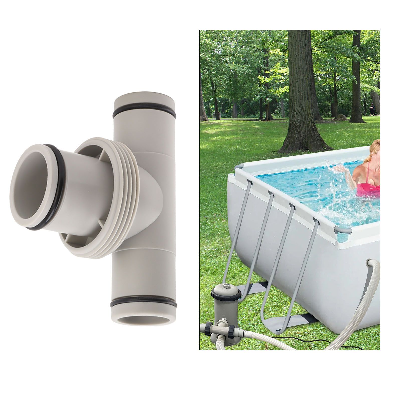 Pool Hose Adapter T Shape Threaded Pump Connector 1.5in to 1.25in Connection view 12