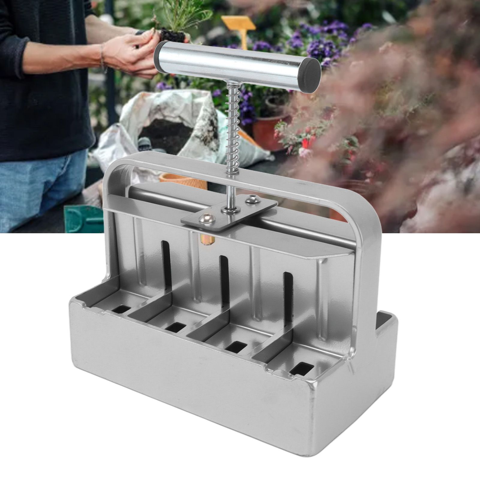 Soil Blocker with Comfortable Handle Manual 8 Cell Soil Block Maker for view 11