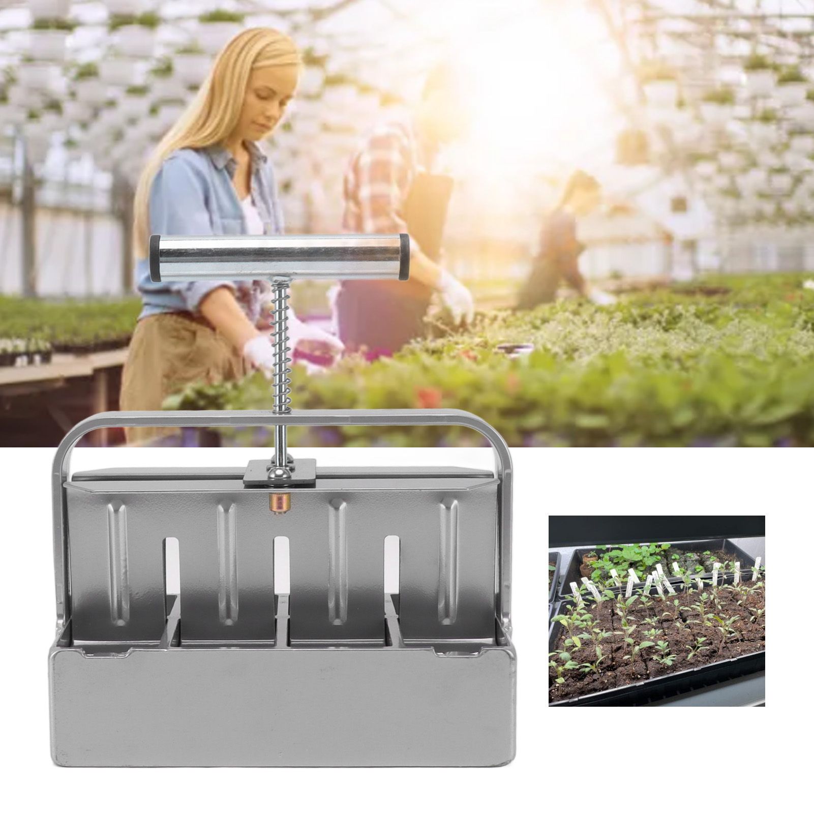 Soil Blocker with Comfortable Handle Manual 8 Cell Soil Block Maker for view 12