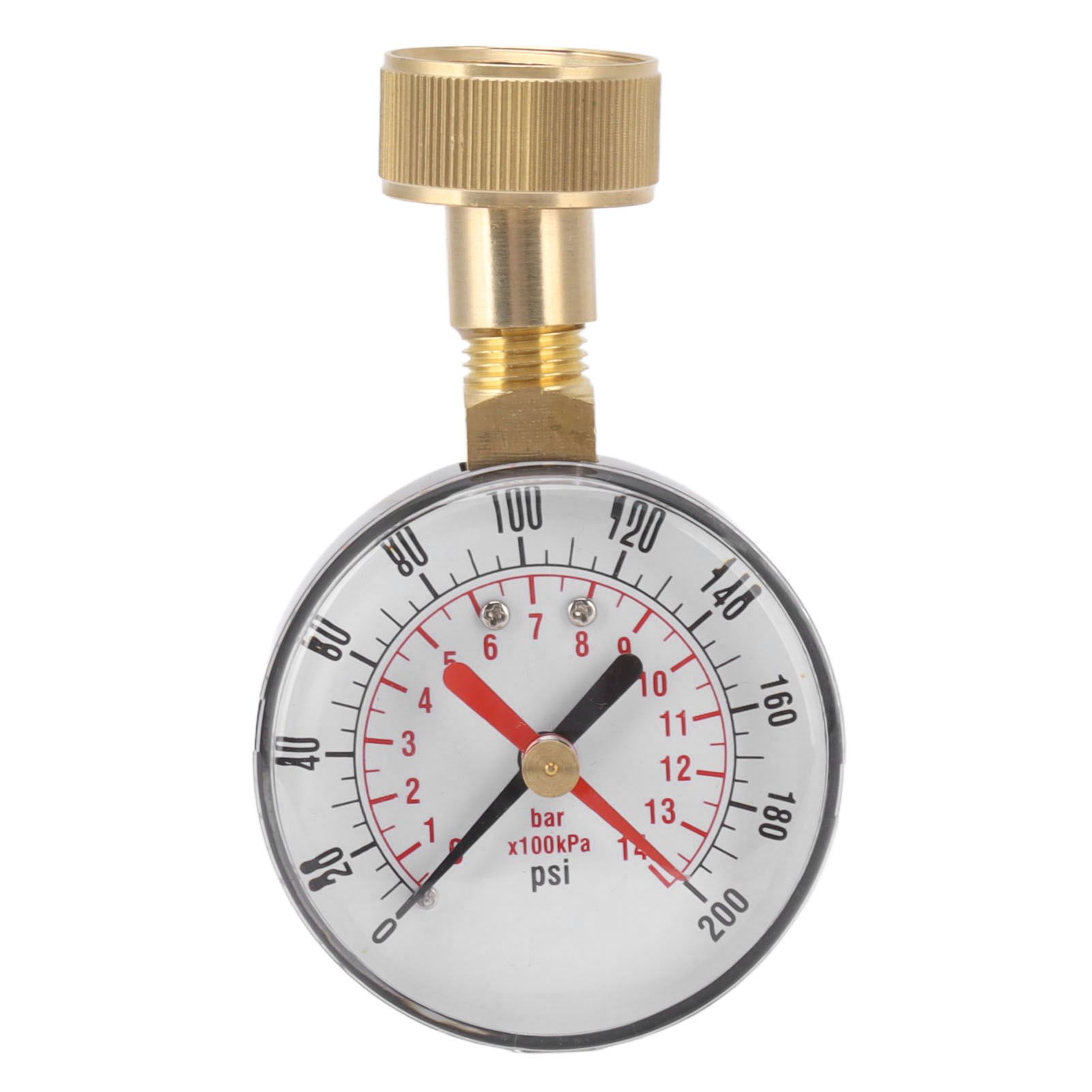 Water Pressure Gauge Aluminum Alloy Iron 0 to 200Psi Universal Water Pressure