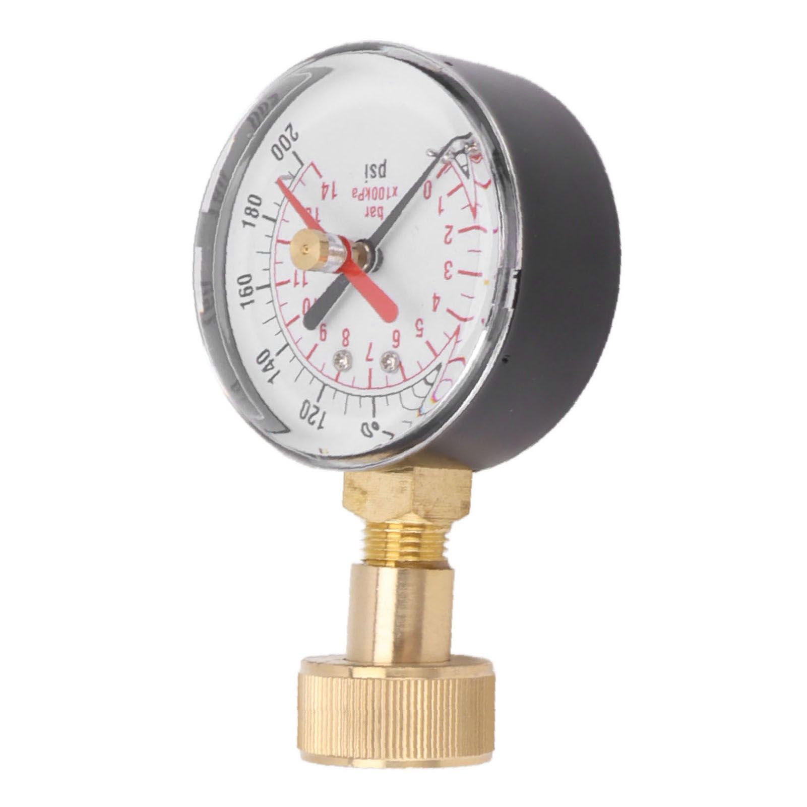 Water Pressure Gauge Aluminum Alloy Iron 0 to 200Psi Universal Water Pressure view 4