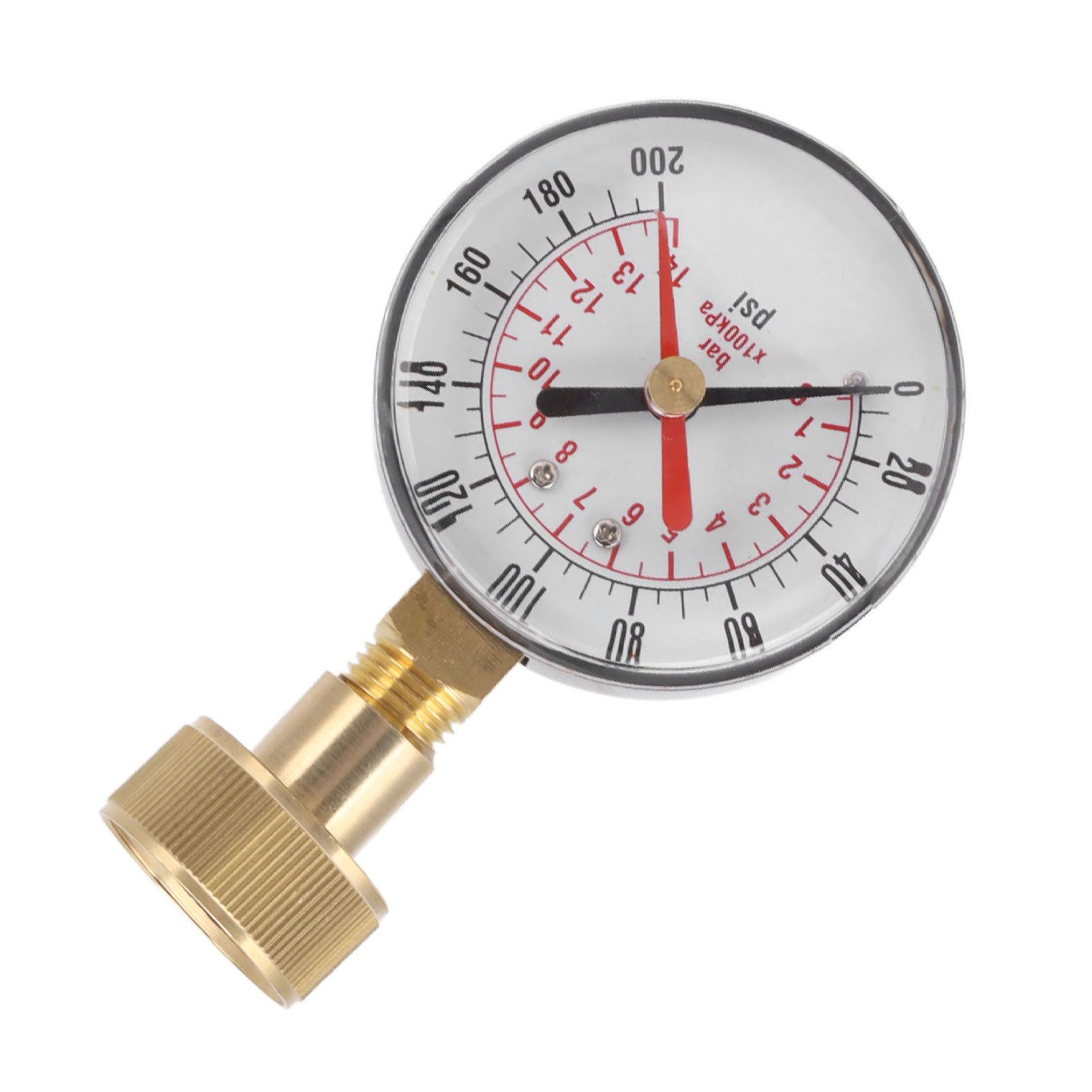 Water Pressure Gauge Aluminum Alloy Iron 0 to 200Psi Universal Water Pressure view 9
