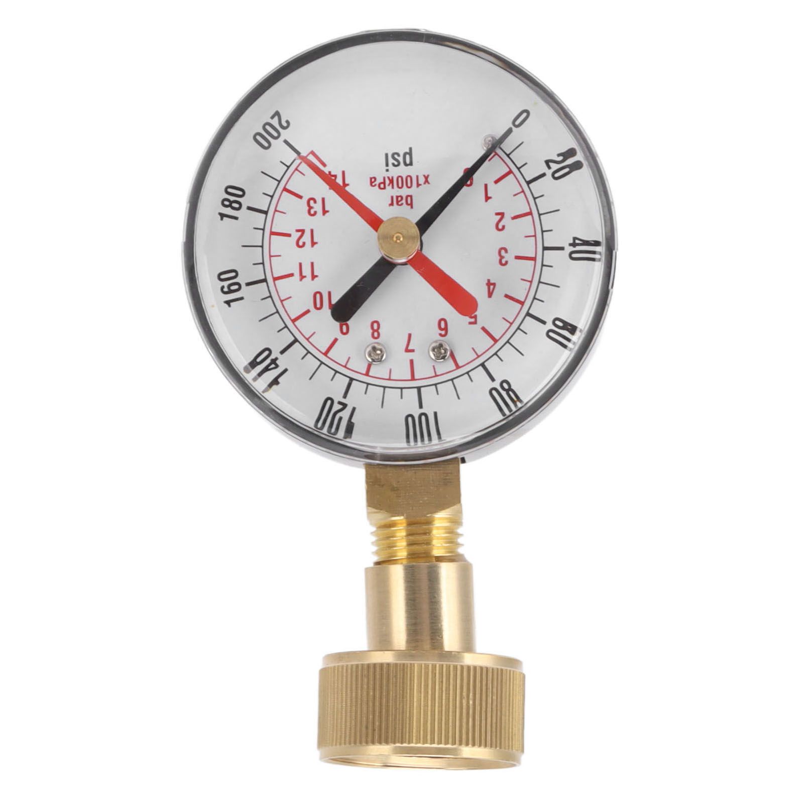 Water Pressure Gauge Aluminum Alloy Iron 0 to 200Psi Universal Water Pressure view 10