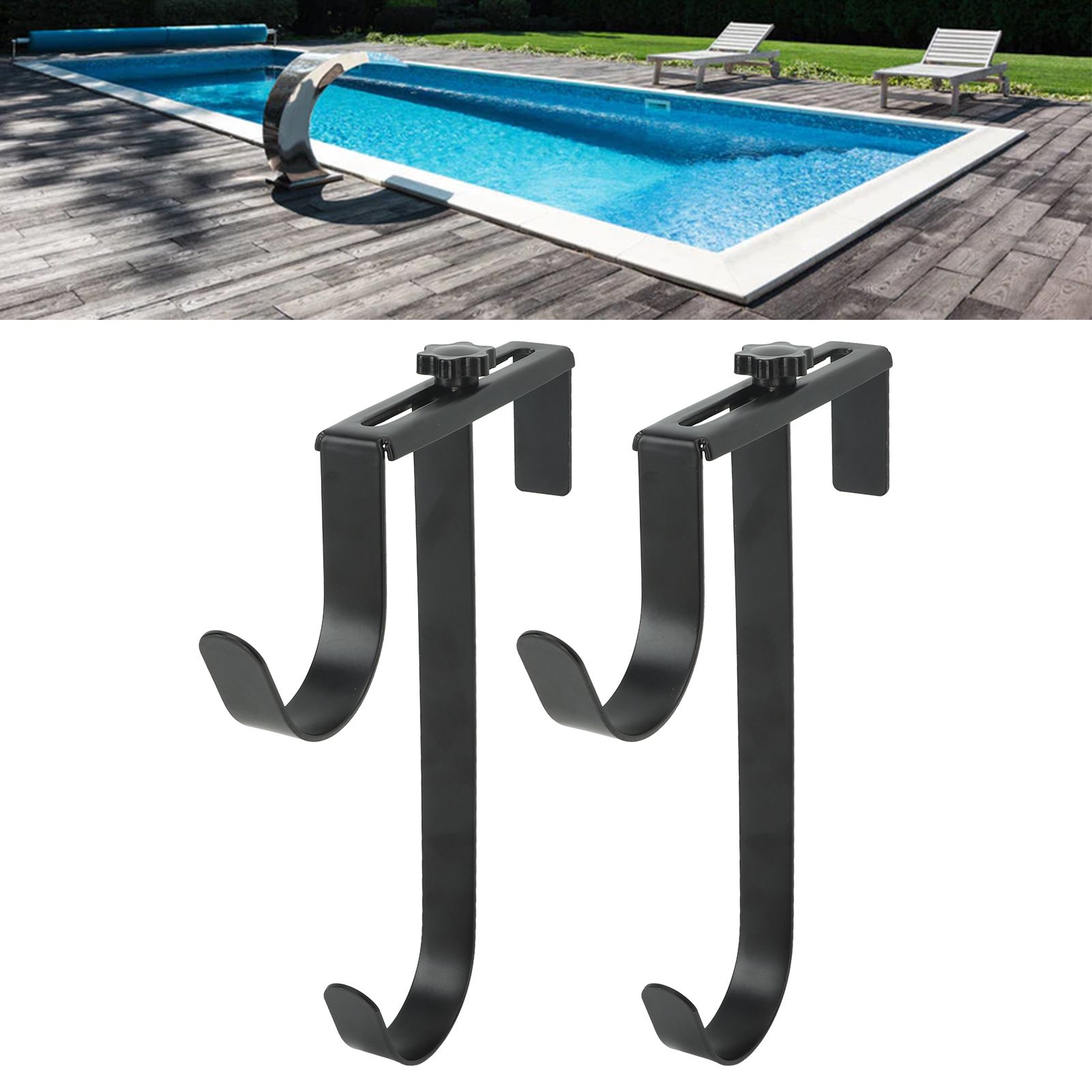 2Pcs Pool Pole Hanger Adjustable Metal Iron Pool Pole Hook Hanger Pool view 11