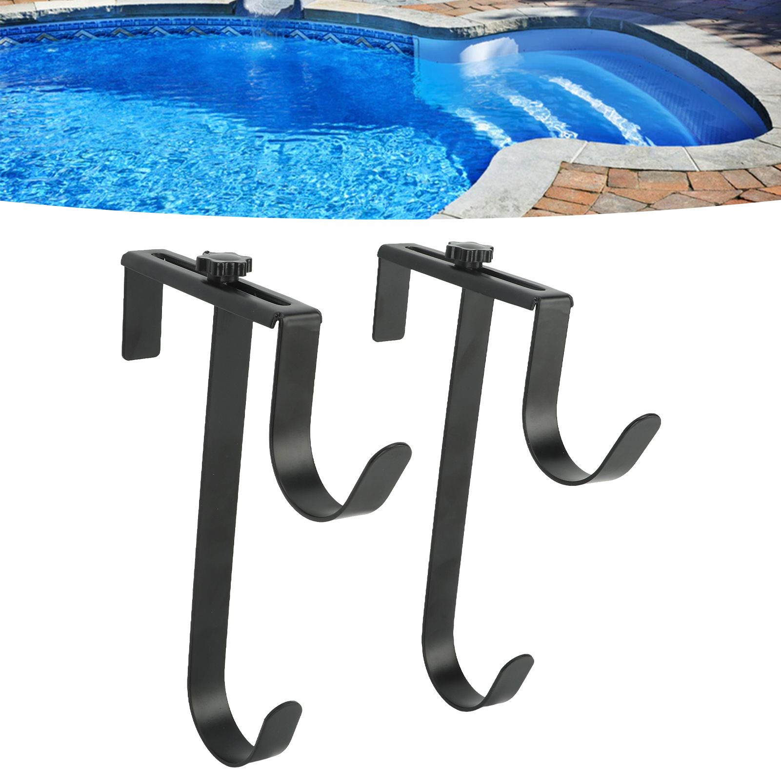2Pcs Pool Pole Hanger Adjustable Metal Iron Pool Pole Hook Hanger Pool view 12