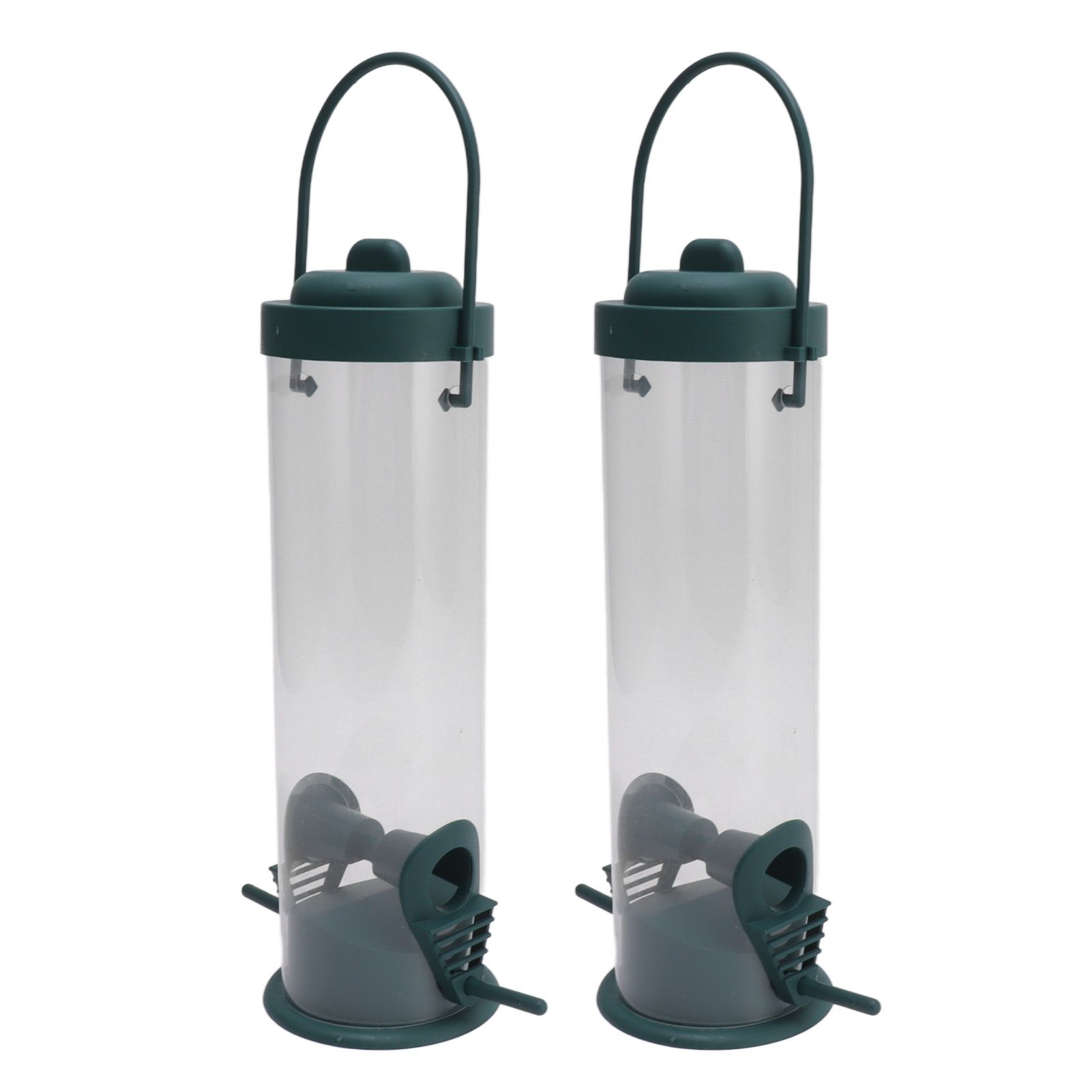 2 Set Bird Tube Feeder Plastic Transparent Hanging Finch Feeder Garden view 2