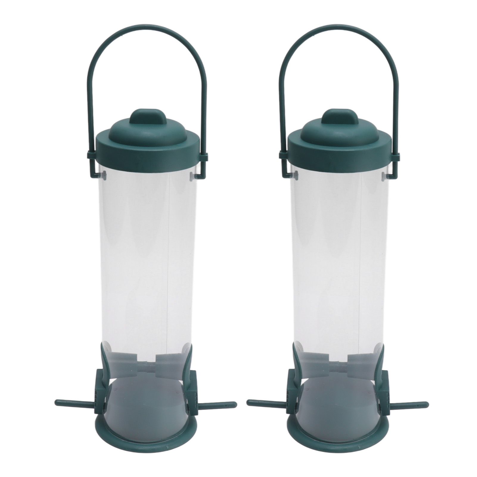 2 Set Bird Tube Feeder Plastic Transparent Hanging Finch Feeder Garden view 3