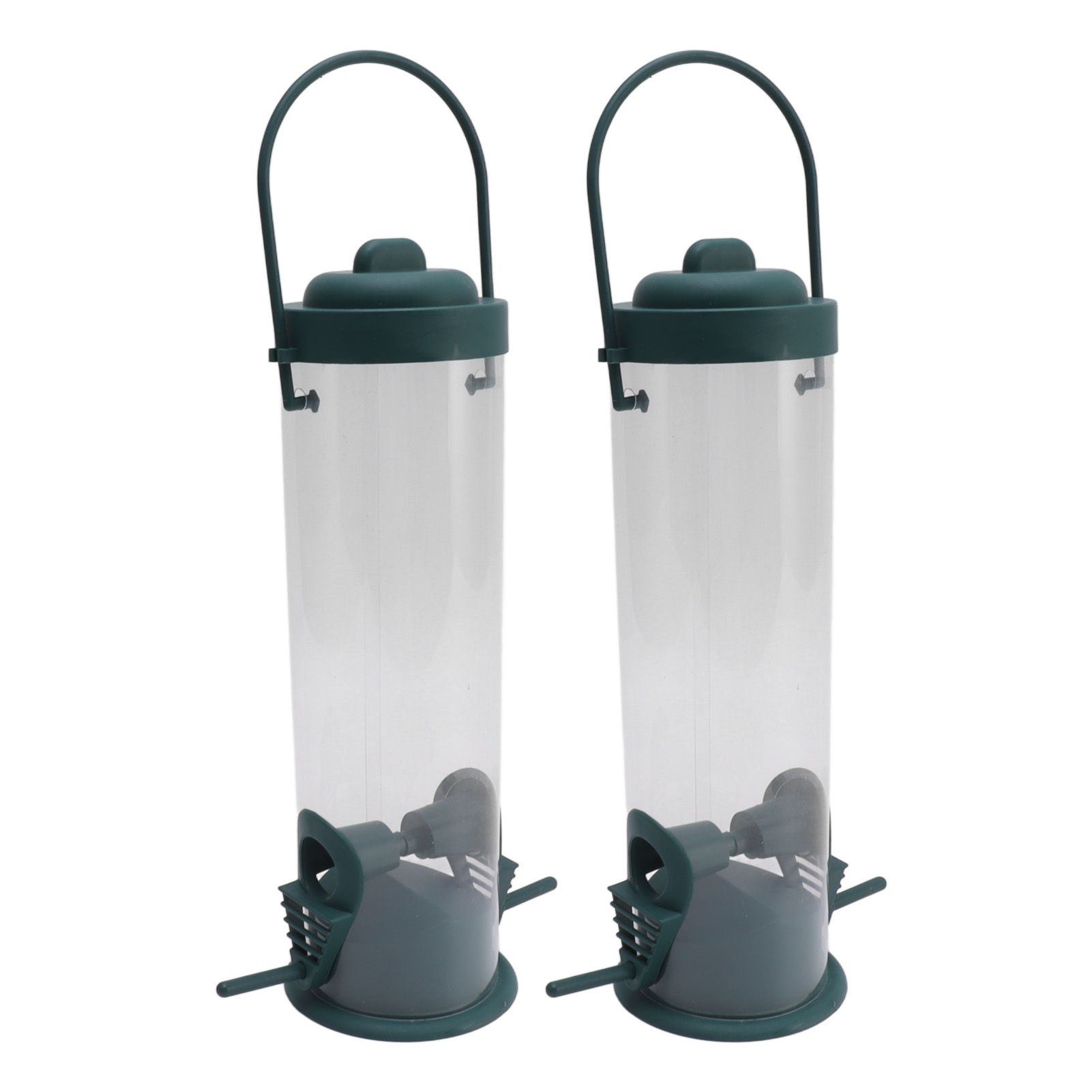 2 Set Bird Tube Feeder Plastic Transparent Hanging Finch Feeder Garden view 4