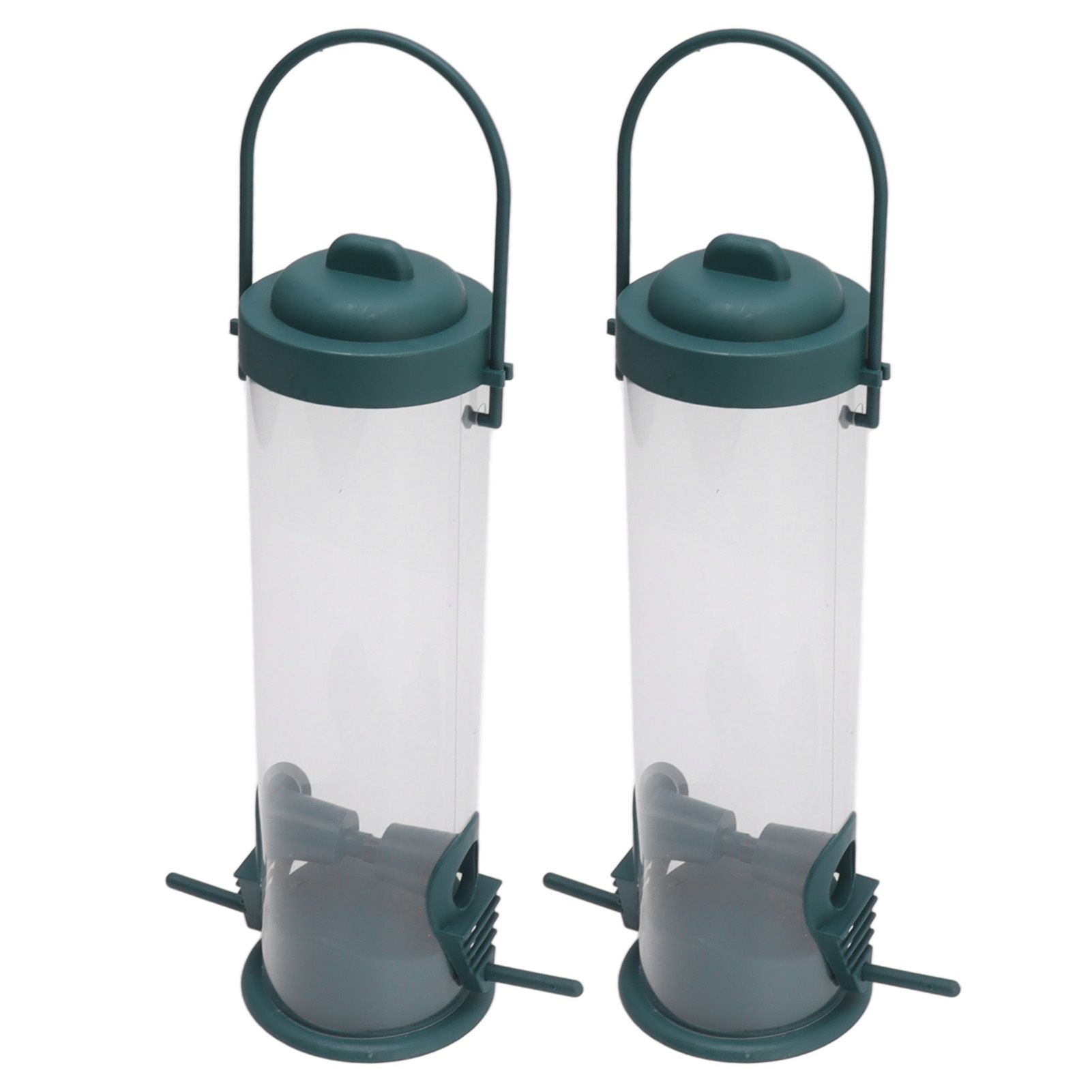 2 Set Bird Tube Feeder Plastic Transparent Hanging Finch Feeder Garden view 5