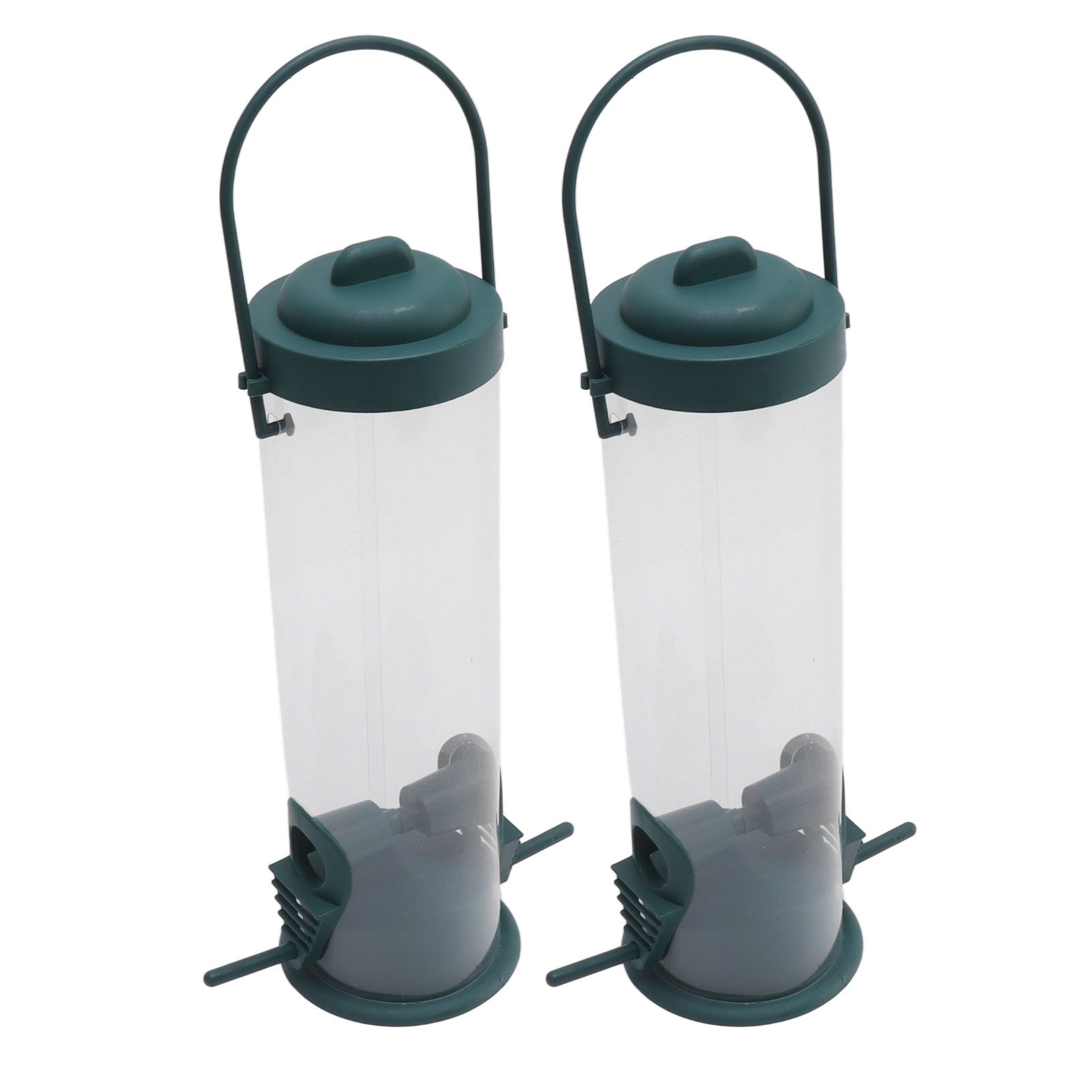 2 Set Bird Tube Feeder Plastic Transparent Hanging Finch Feeder Garden view 6
