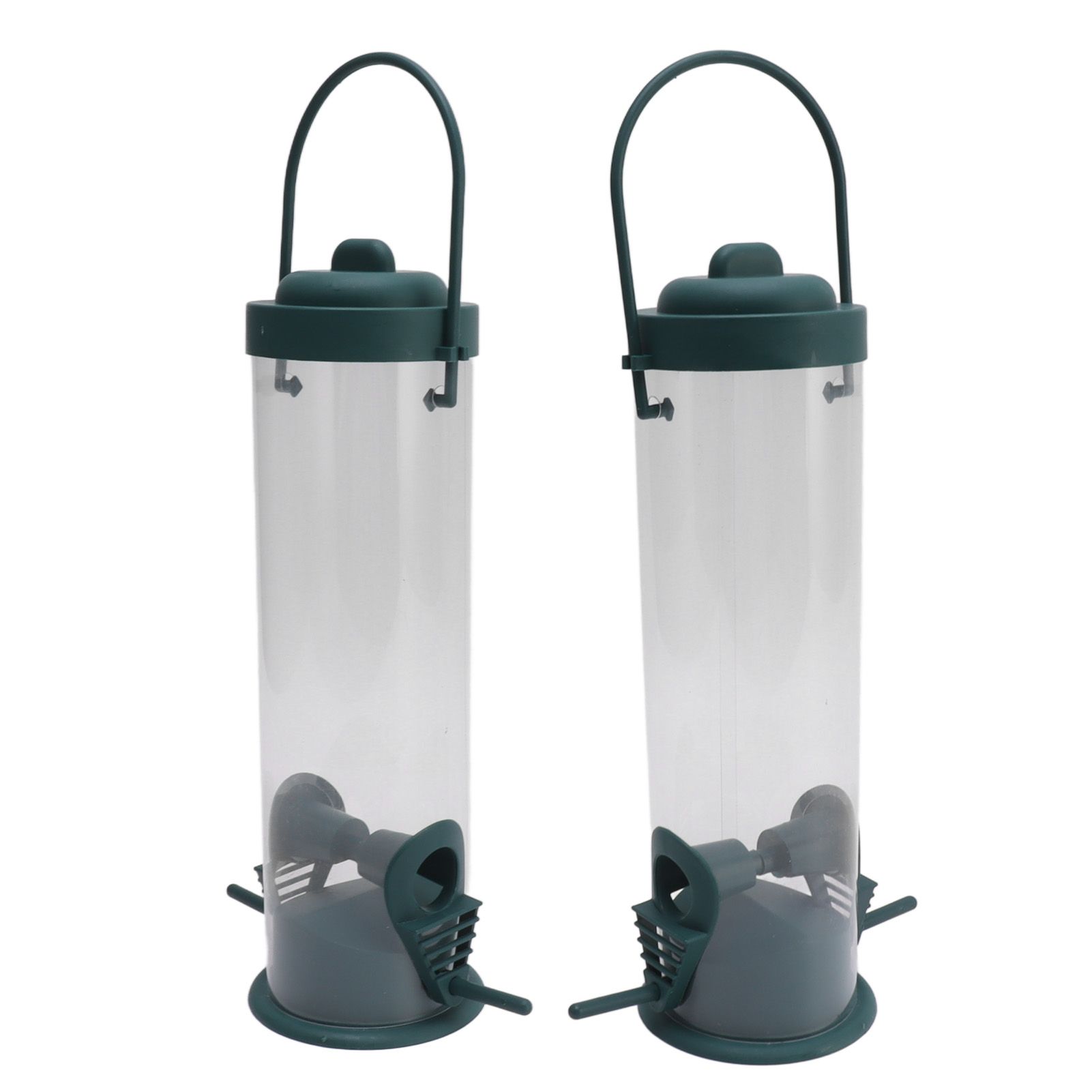 2 Set Bird Tube Feeder Plastic Transparent Hanging Finch Feeder Garden view 7