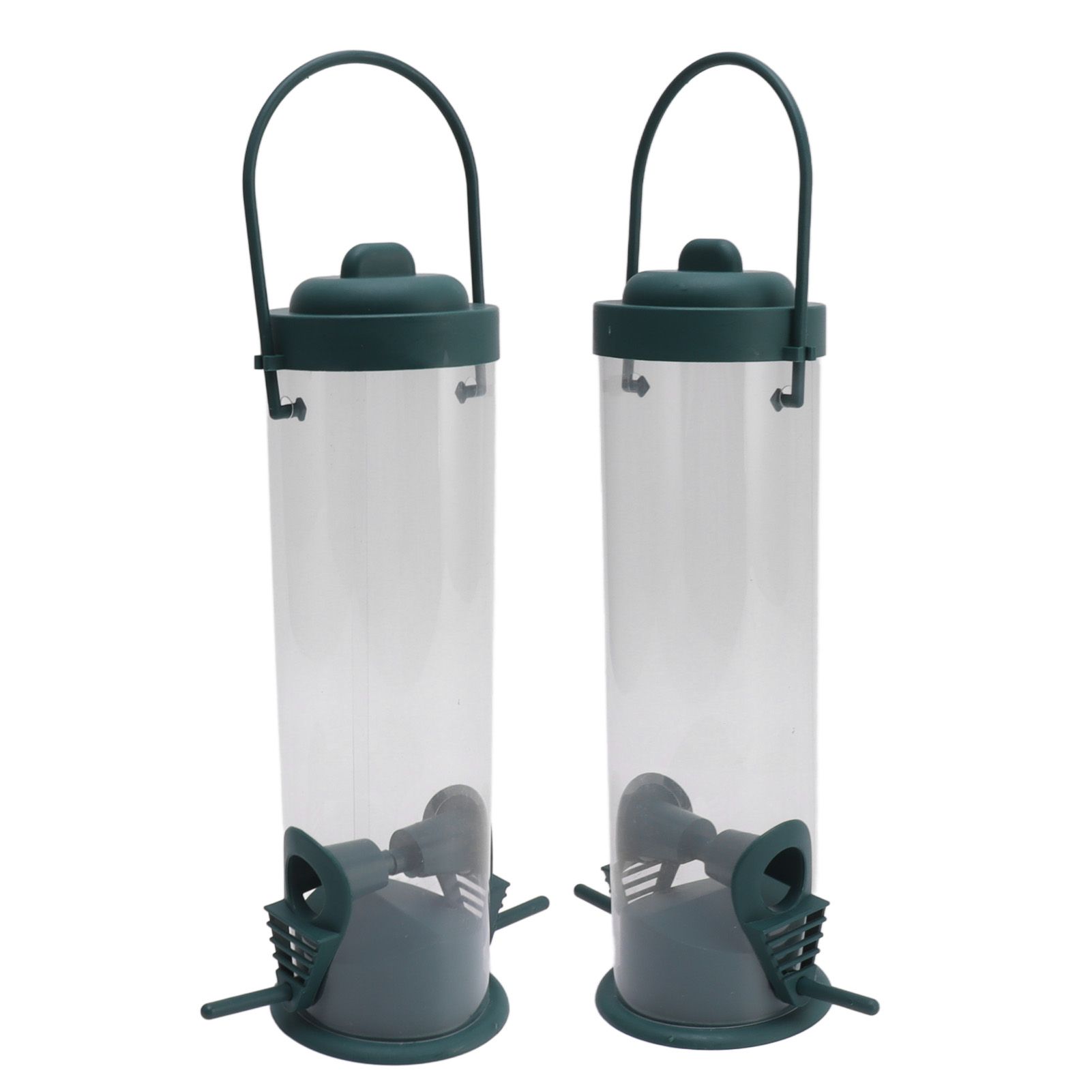 2 Set Bird Tube Feeder Plastic Transparent Hanging Finch Feeder Garden view 8