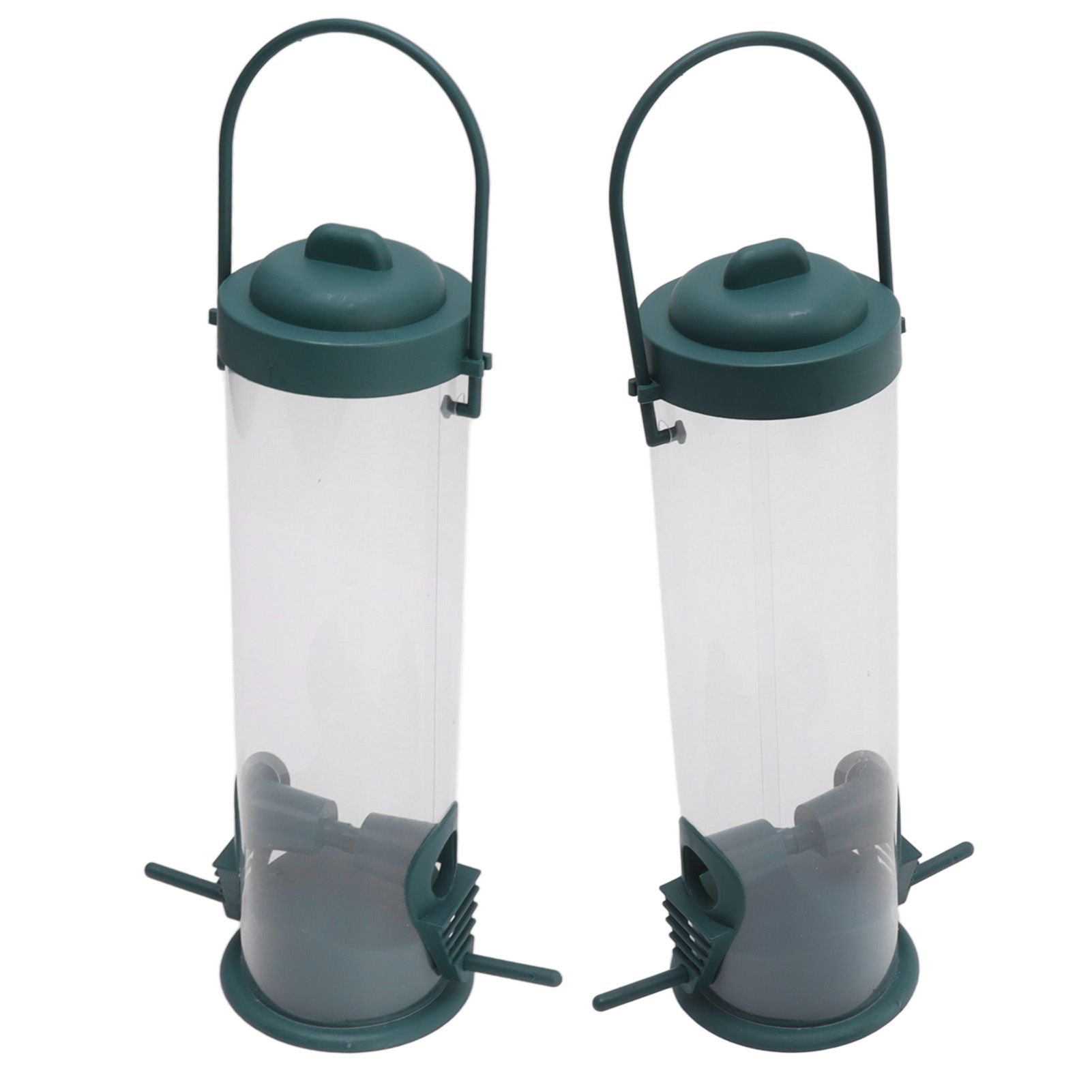 2 Set Bird Tube Feeder Plastic Transparent Hanging Finch Feeder Garden view 9