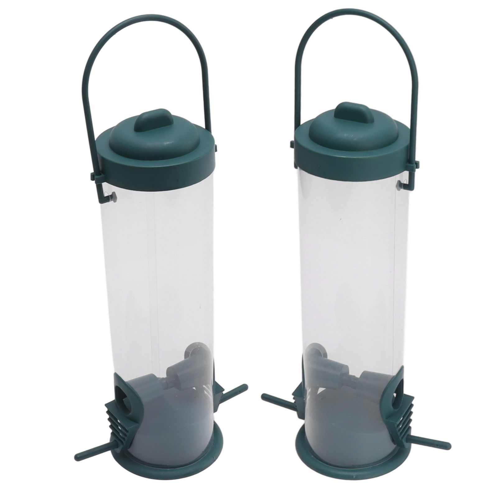 2 Set Bird Tube Feeder Plastic Transparent Hanging Finch Feeder Garden view 10