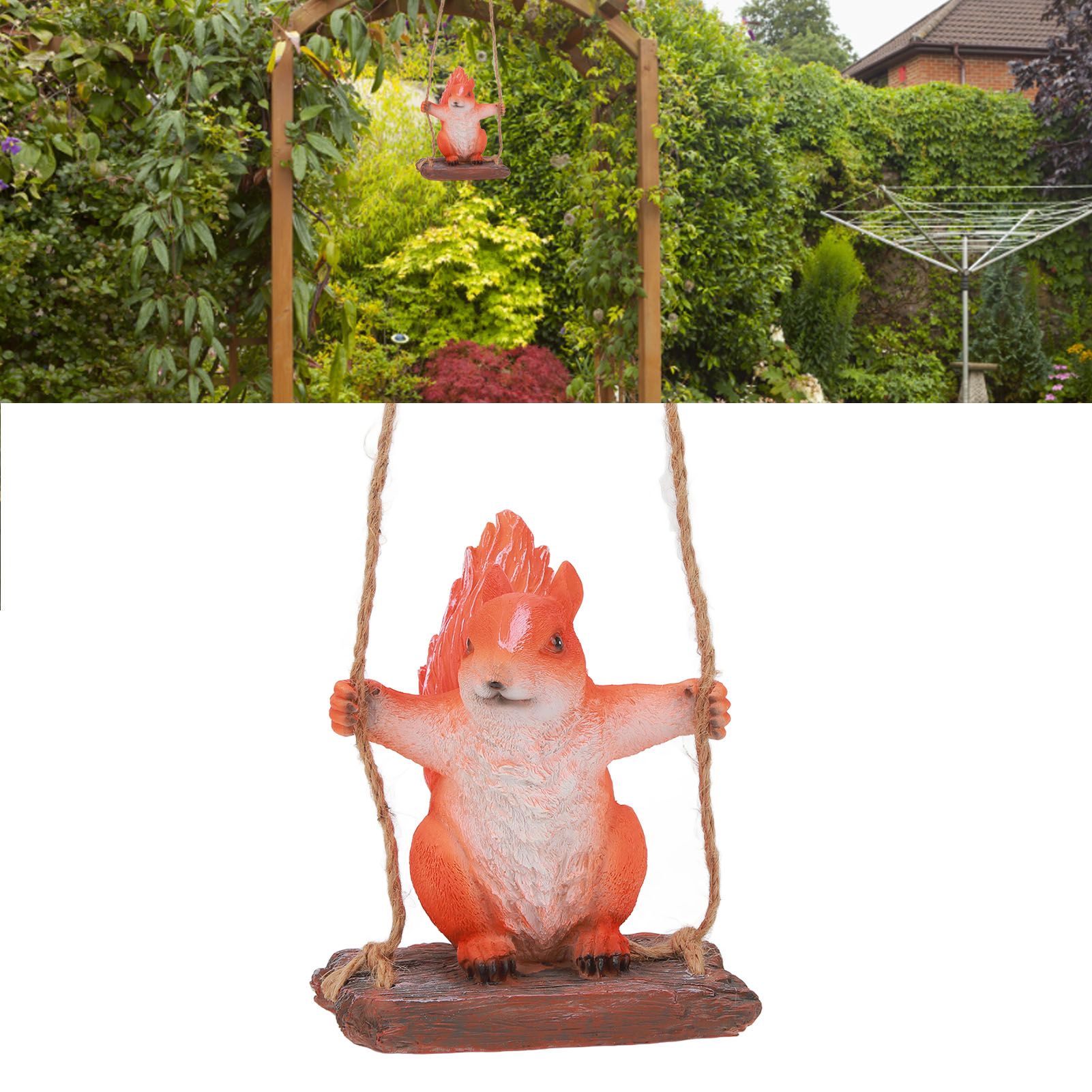 Hanging Squirrel Statues Garden Decor Cute Swing Squirrel Sculpture Outdoor view 11