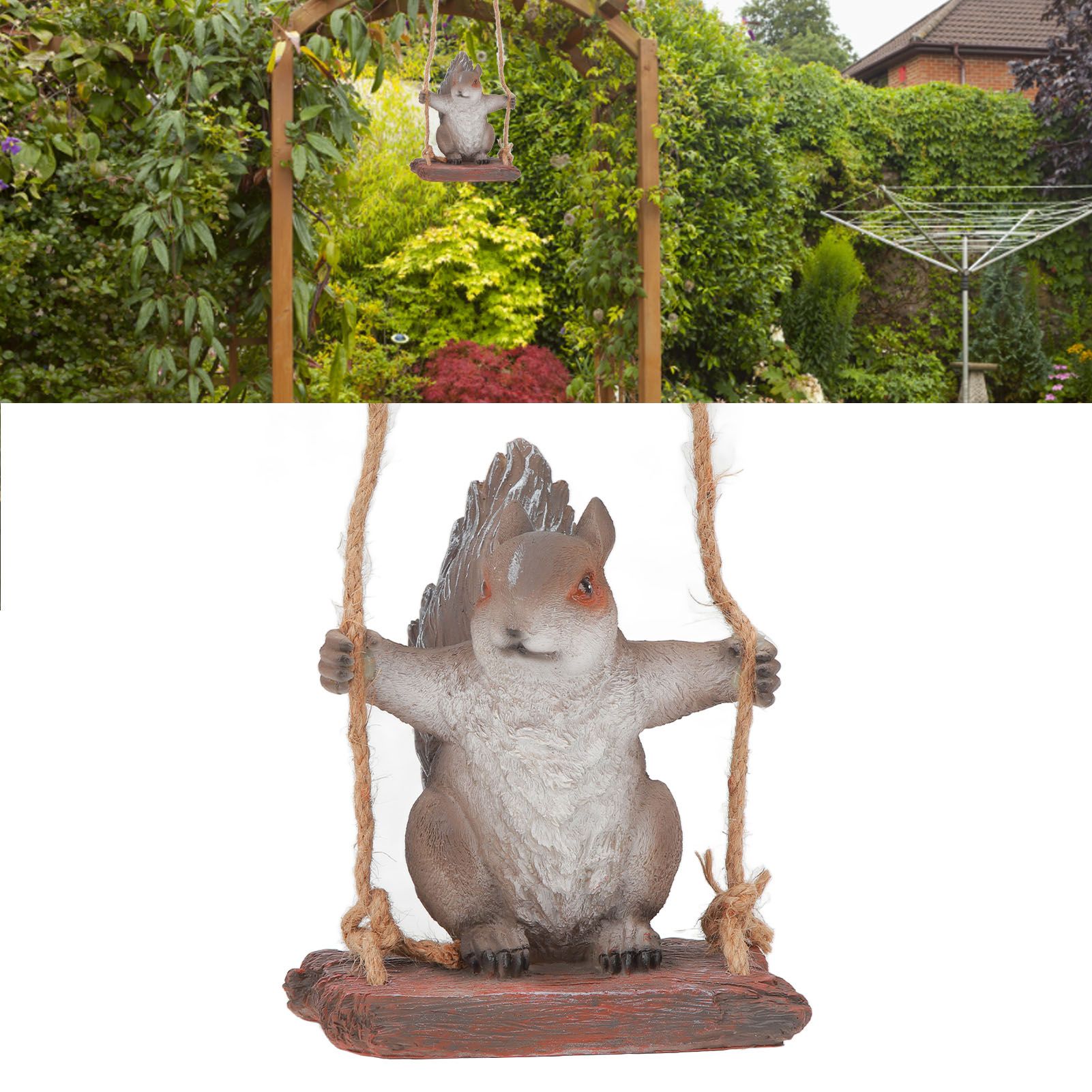 Hanging Squirrel Statues Garden Decor Cute Swing Squirrel Sculpture Outdoor view 11