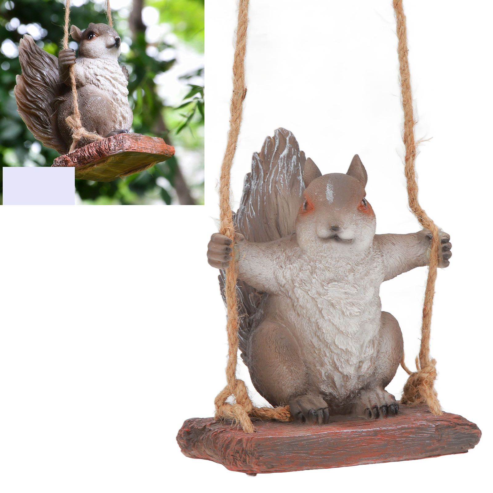 Hanging Squirrel Statues Garden Decor Cute Swing Squirrel Sculpture Outdoor view 12