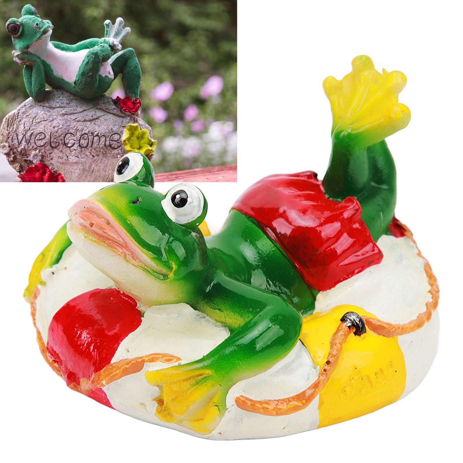 Frog Pond Ornaments Resin Colorfast Easy Float Water Floating Frog Garden view 11