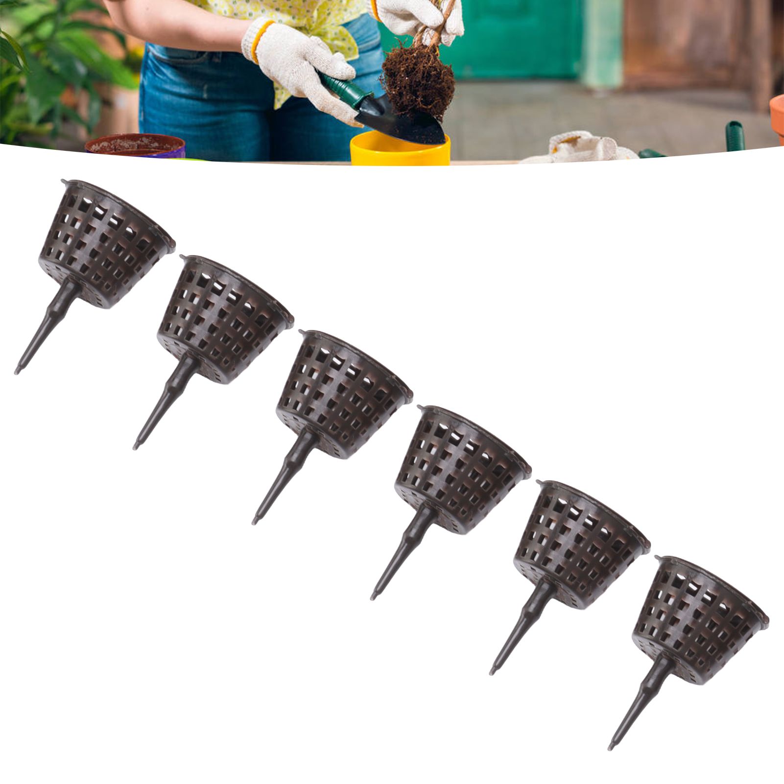 100PCS Plastic Fertilizer Mesh Basket with Lid Planting Fertilizer Net Pot for view 11