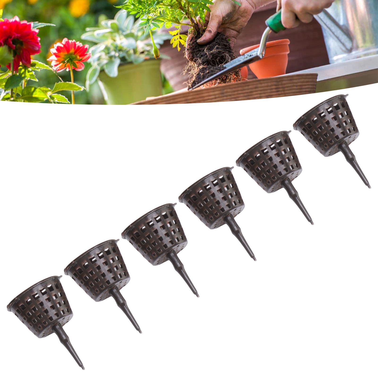 100PCS Plastic Fertilizer Mesh Basket with Lid Planting Fertilizer Net Pot for view 12
