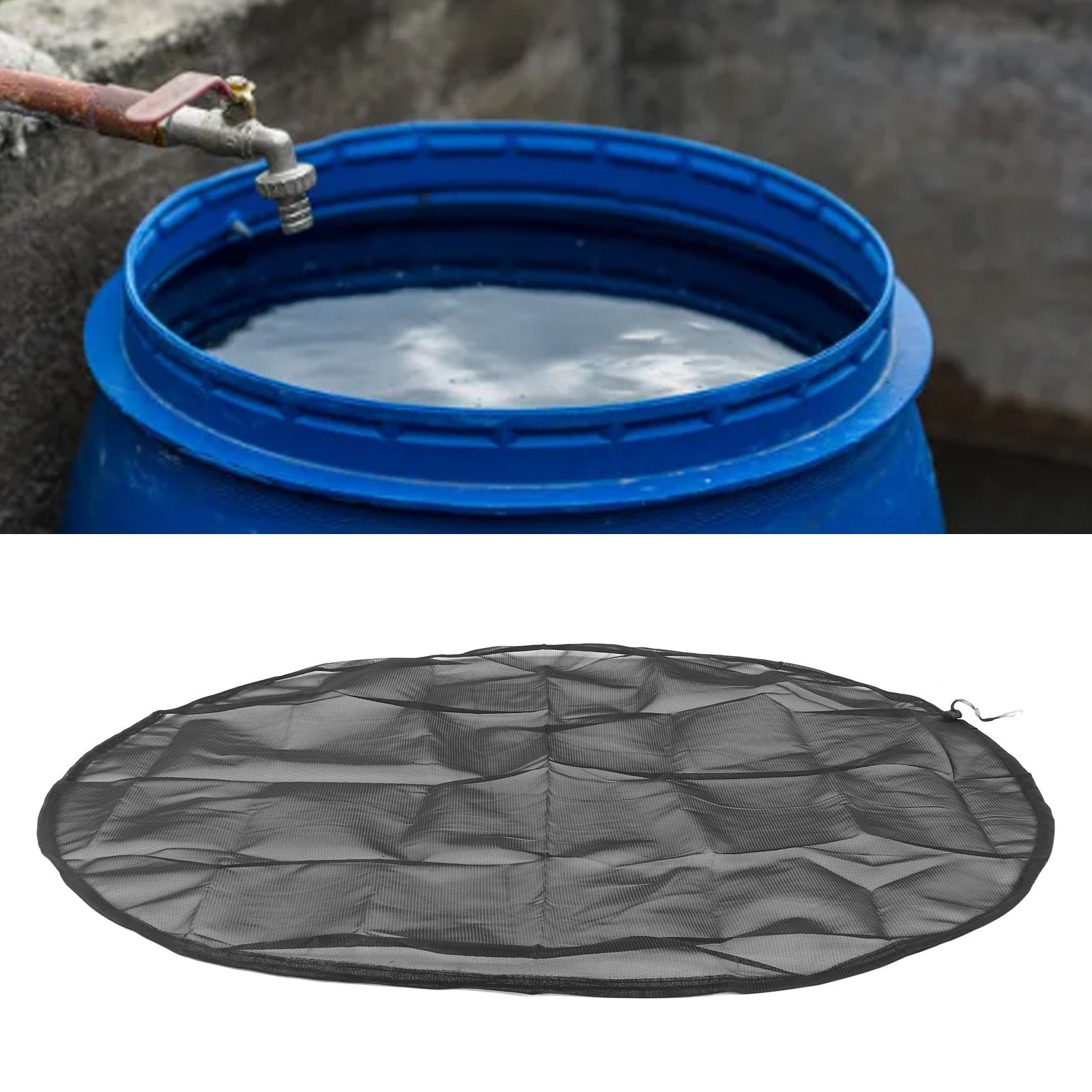 Rain Barrel Net Cover Polyester Rain Barrels Mesh Cover Practical Drawstring view 11