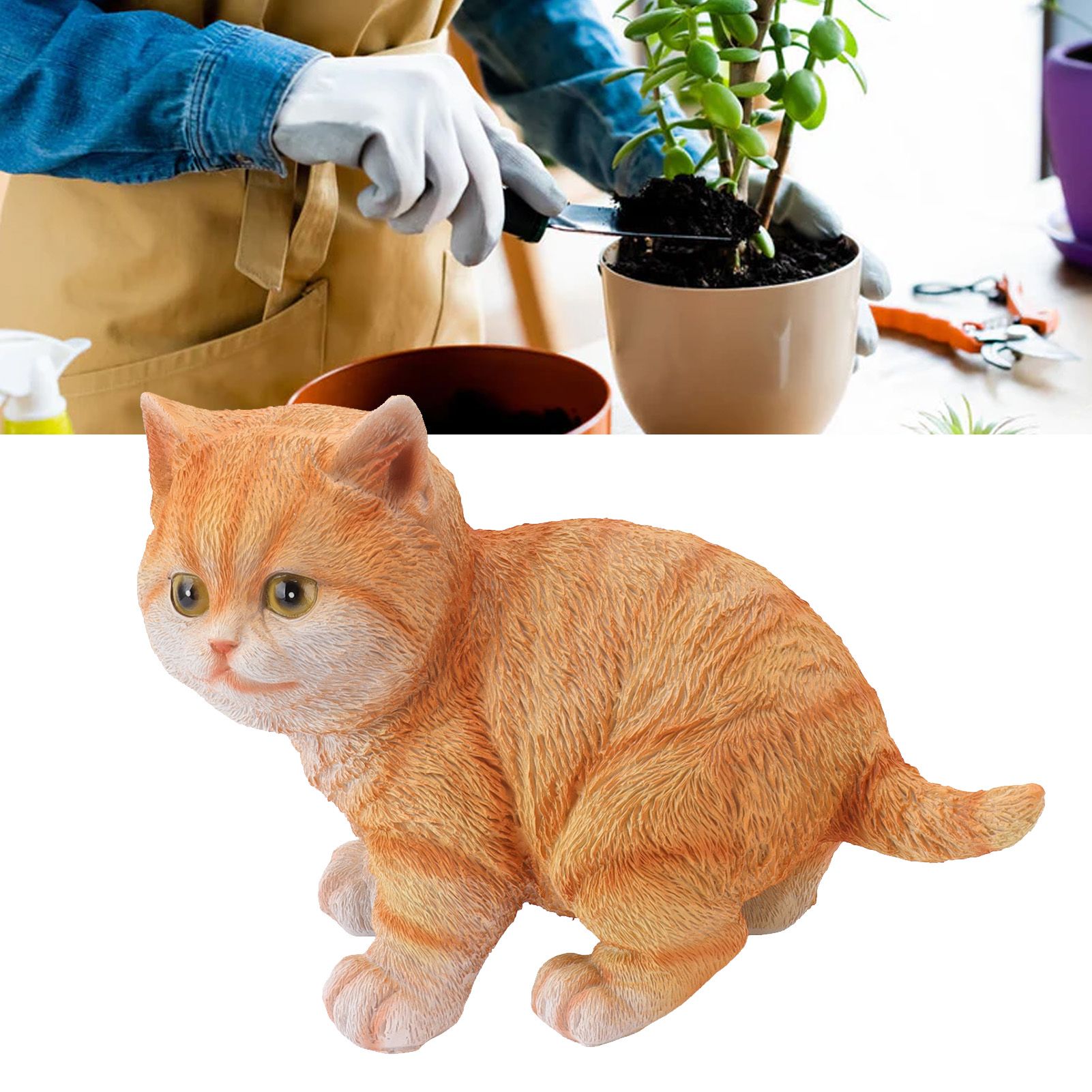 Outdoor Garden Decor Cat Statues Kitten Ornaments Gardening Decorations view 11