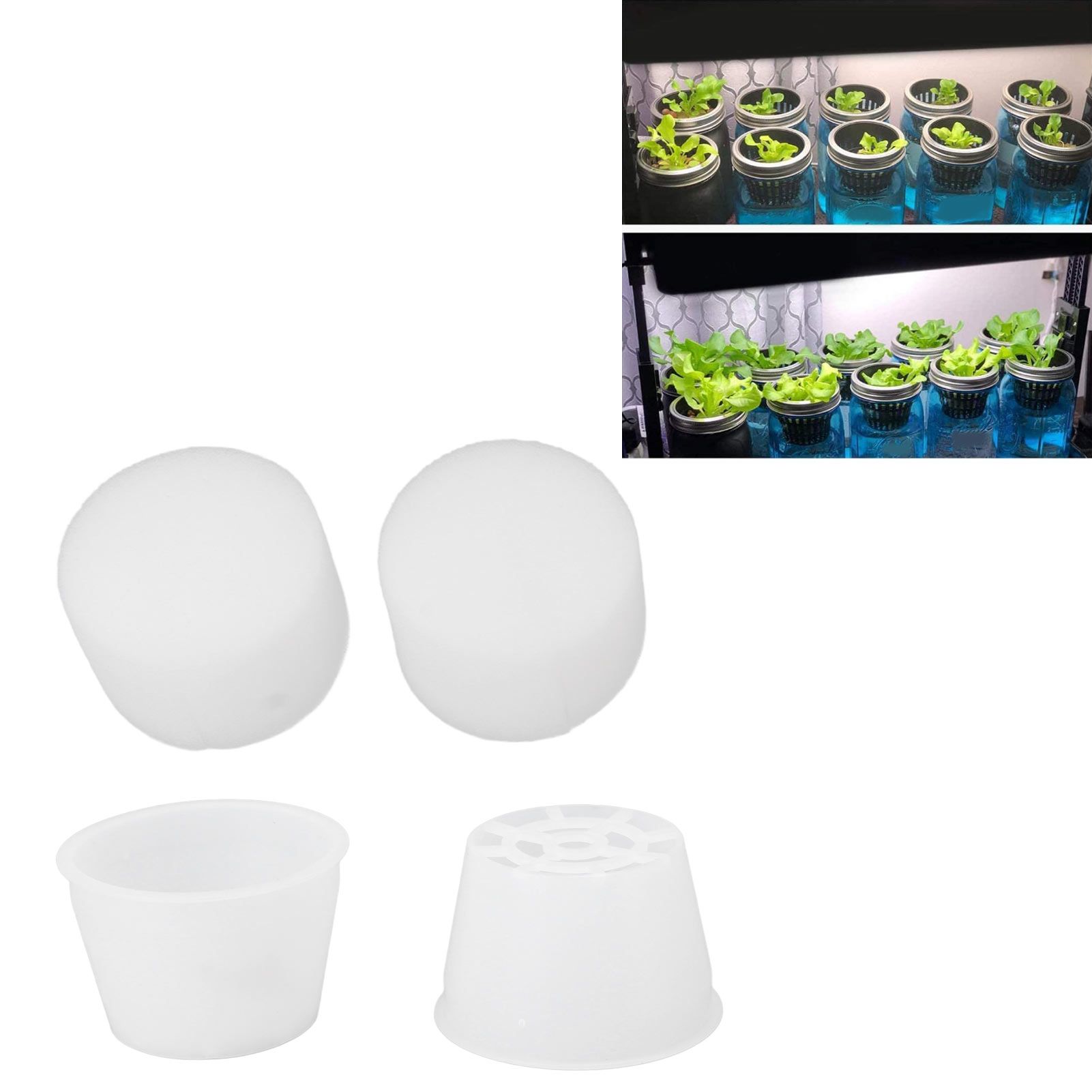 100 Set Hydroponic Grow Baskets Sponges Circular Planting Baskets Plant Growth view 12